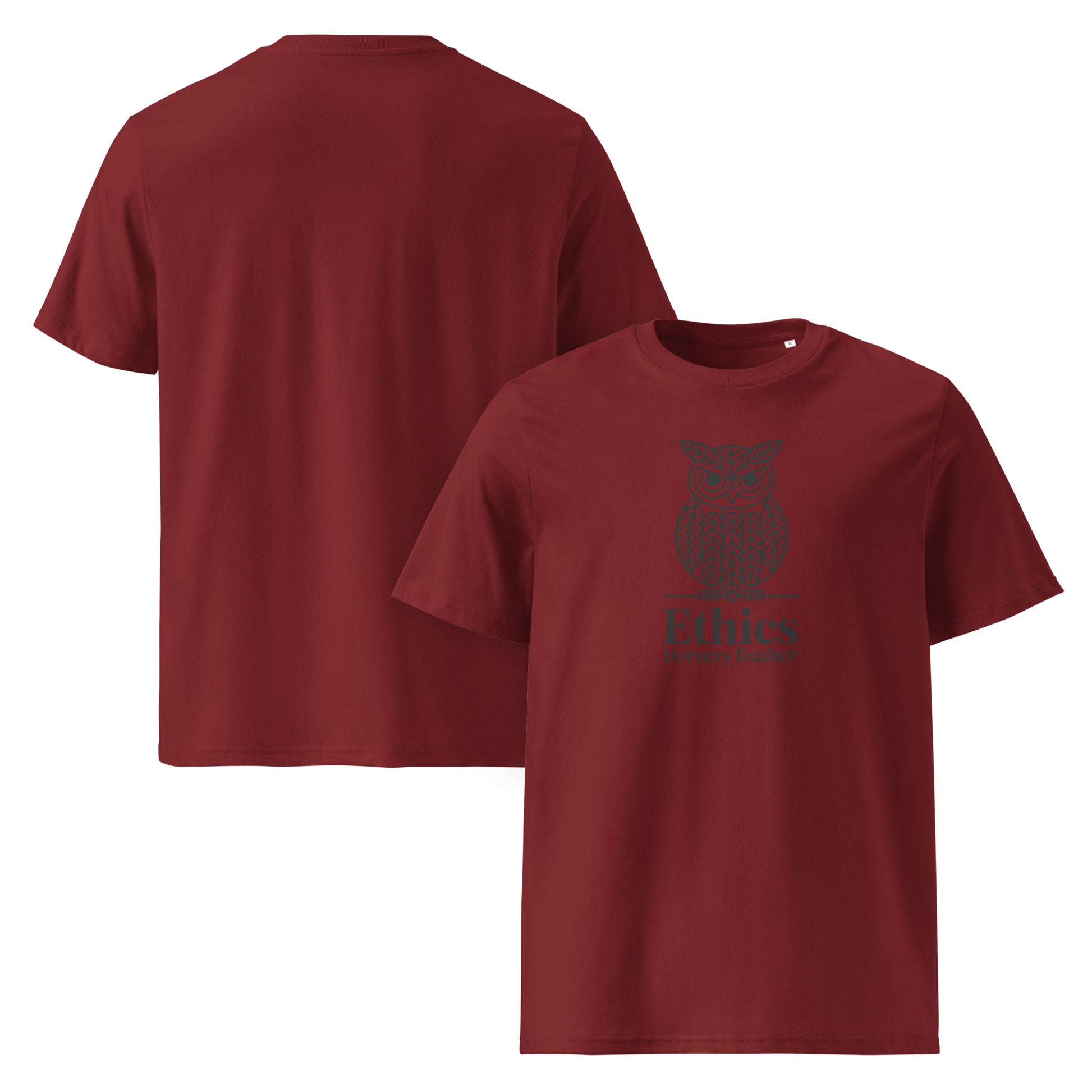 Unisex Organic Cotton T-Shirt: 'Ethics in Every Feather' for Fall | Sustainable Owl Fashion USA Dudeily