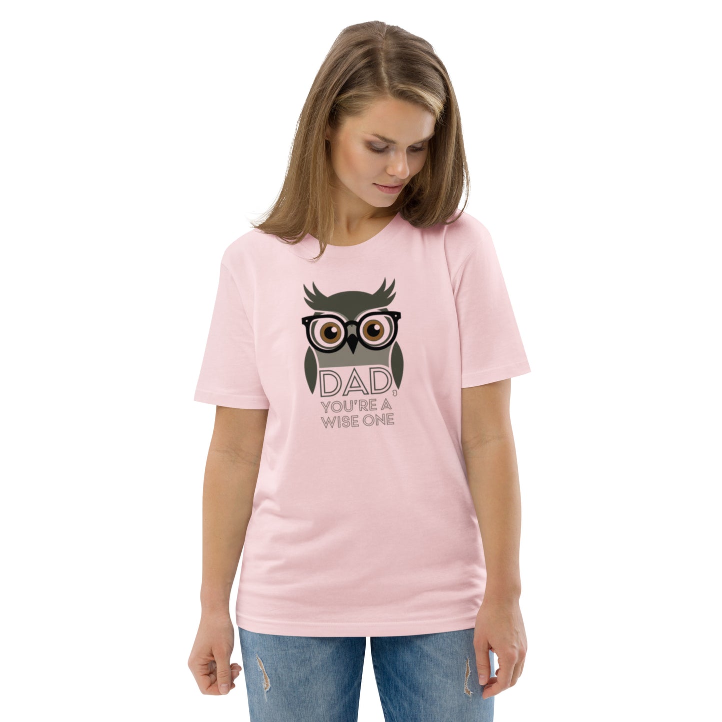 Unisex Organic Cotton T-Shirt – Owl-Themed Eco-Friendly Style for Father's Day Gifts by Dudeily Cotton Pink Dudeily