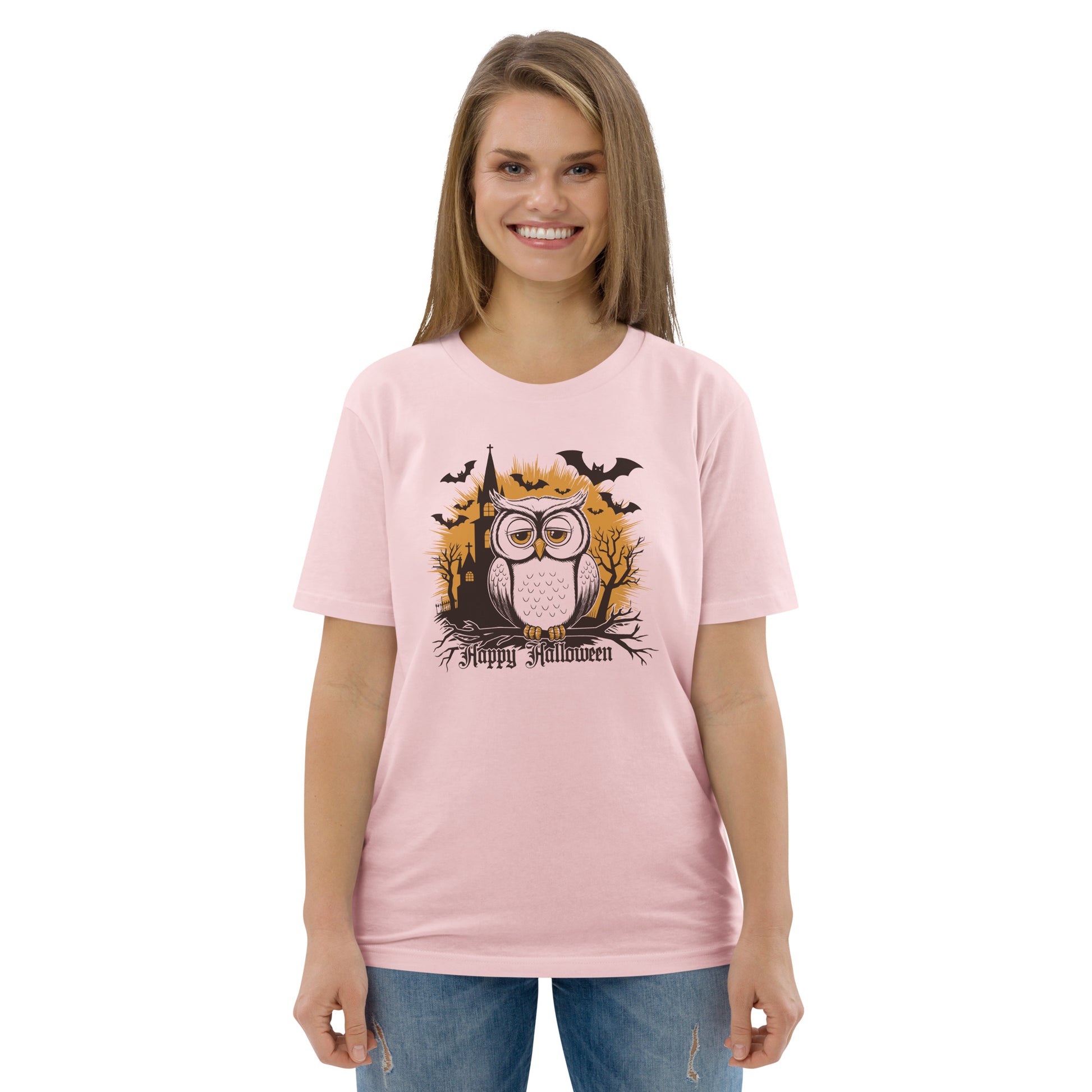 Unisex Organic Cotton T-Shirt: Halloween Owl Eco-Friendly Style USA Dudeily