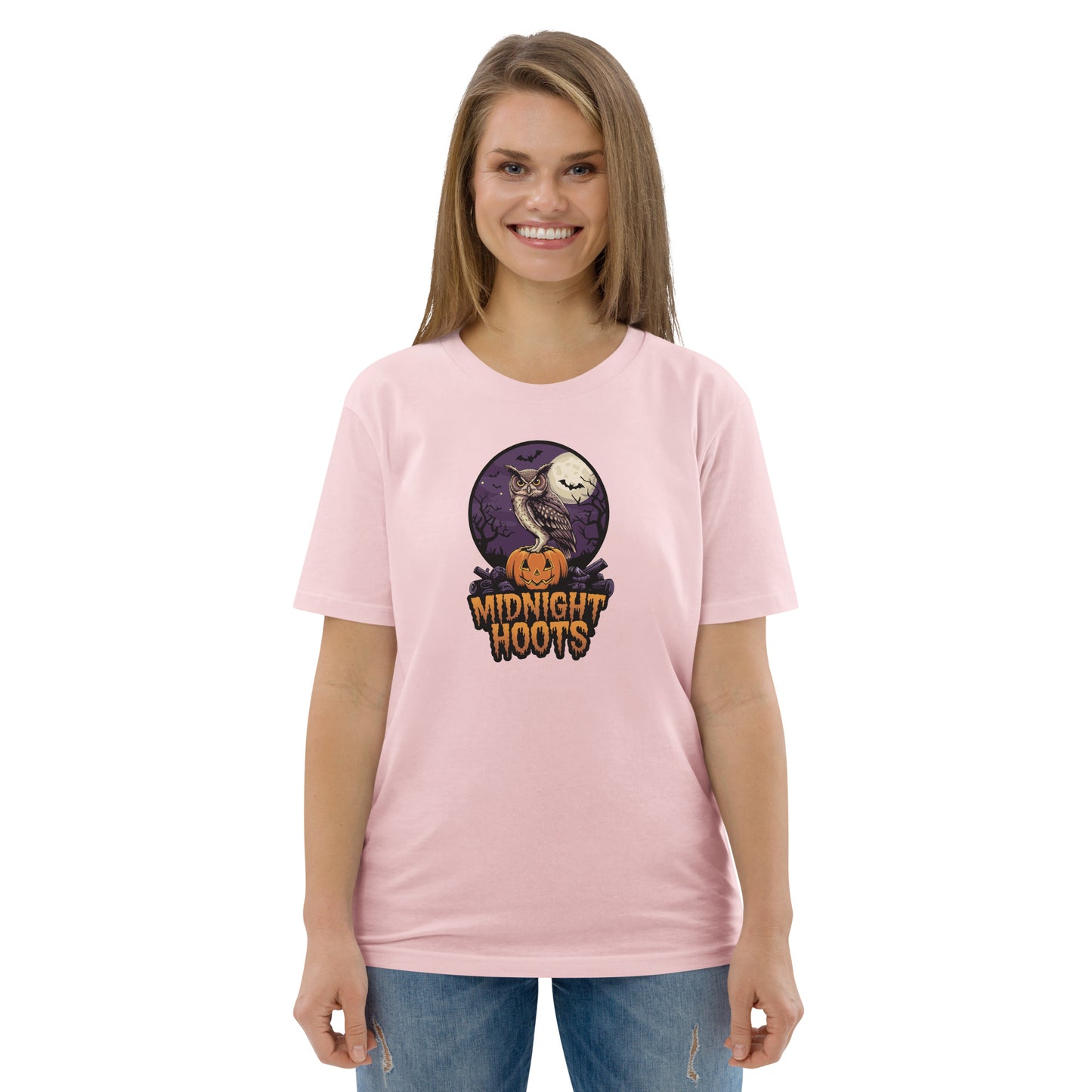 Unisex Organic Cotton T-Shirt: Halloween Owl Eco Fashion USA Dudeily
