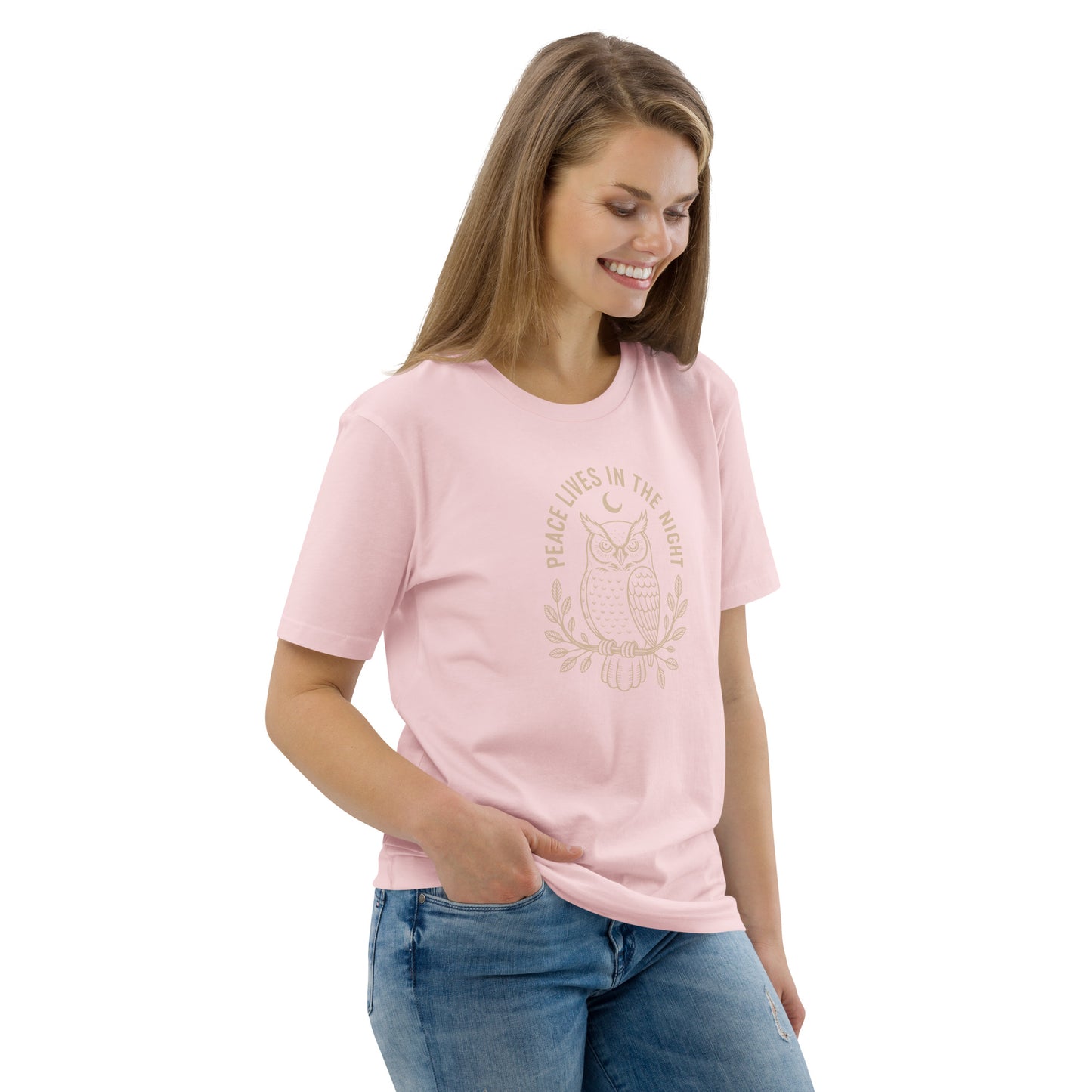 Unisex Organic Cotton T-Shirt: 'Peace in the Night' | Sustainable Owl Fashion USA Dudeily
