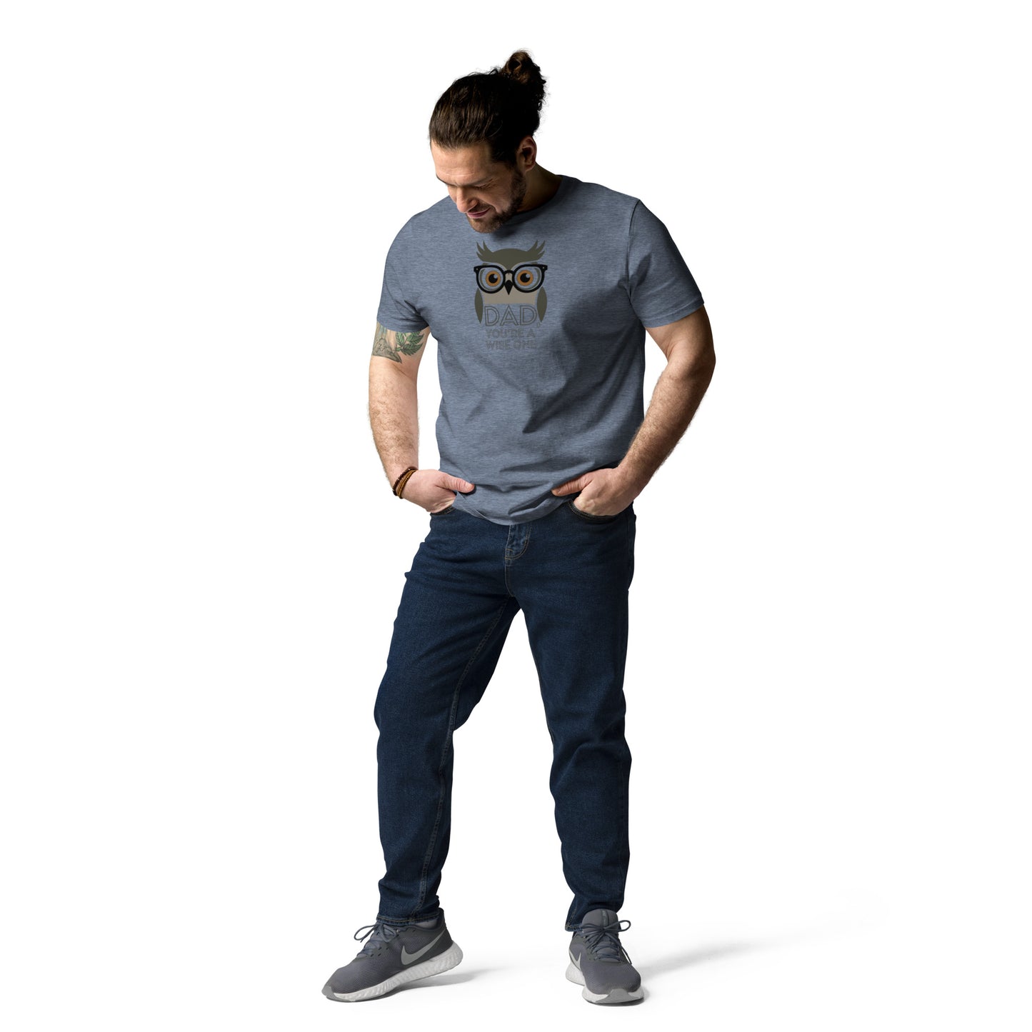 Unisex Organic Cotton T-Shirt – Owl-Themed Eco-Friendly Style for Father's Day Gifts by Dudeily Dudeily