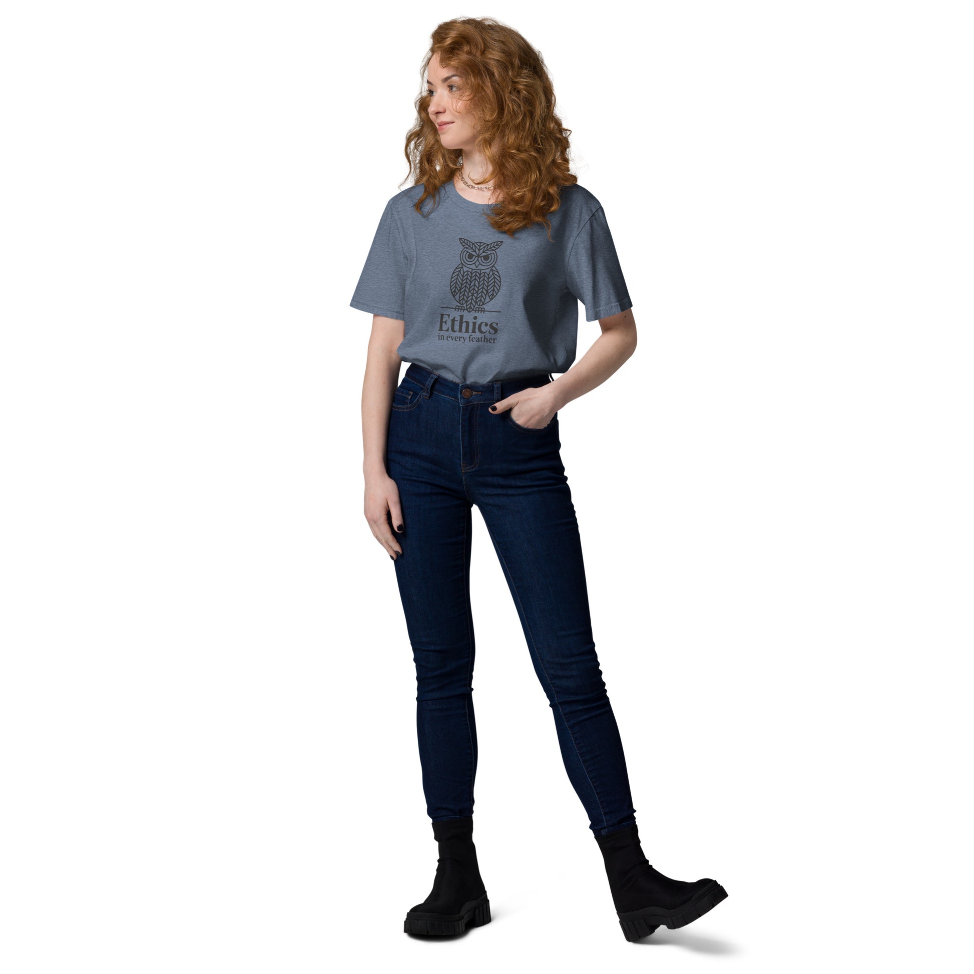 Unisex Organic Cotton T-Shirt: 'Ethics in Every Feather' for Fall | Sustainable Owl Fashion USA Dudeily