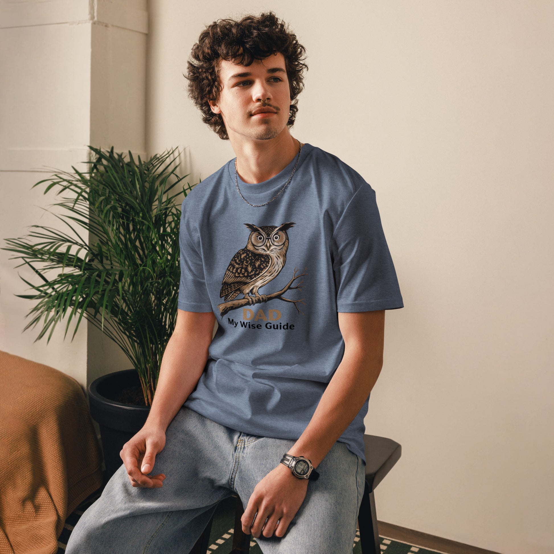 Unisex Organic Cotton T-Shirt – Owl Themed Sustainable Fashion for Father's Day by Dudeily Dudeily