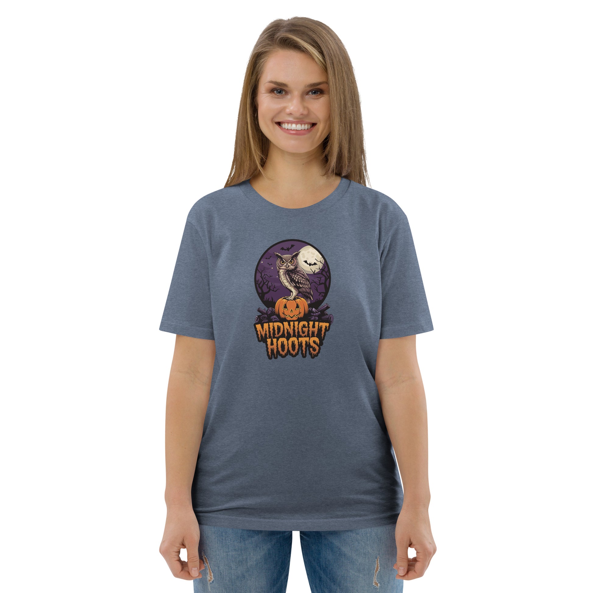 Unisex Organic Cotton T-Shirt: Halloween Owl Eco Fashion USA Dudeily