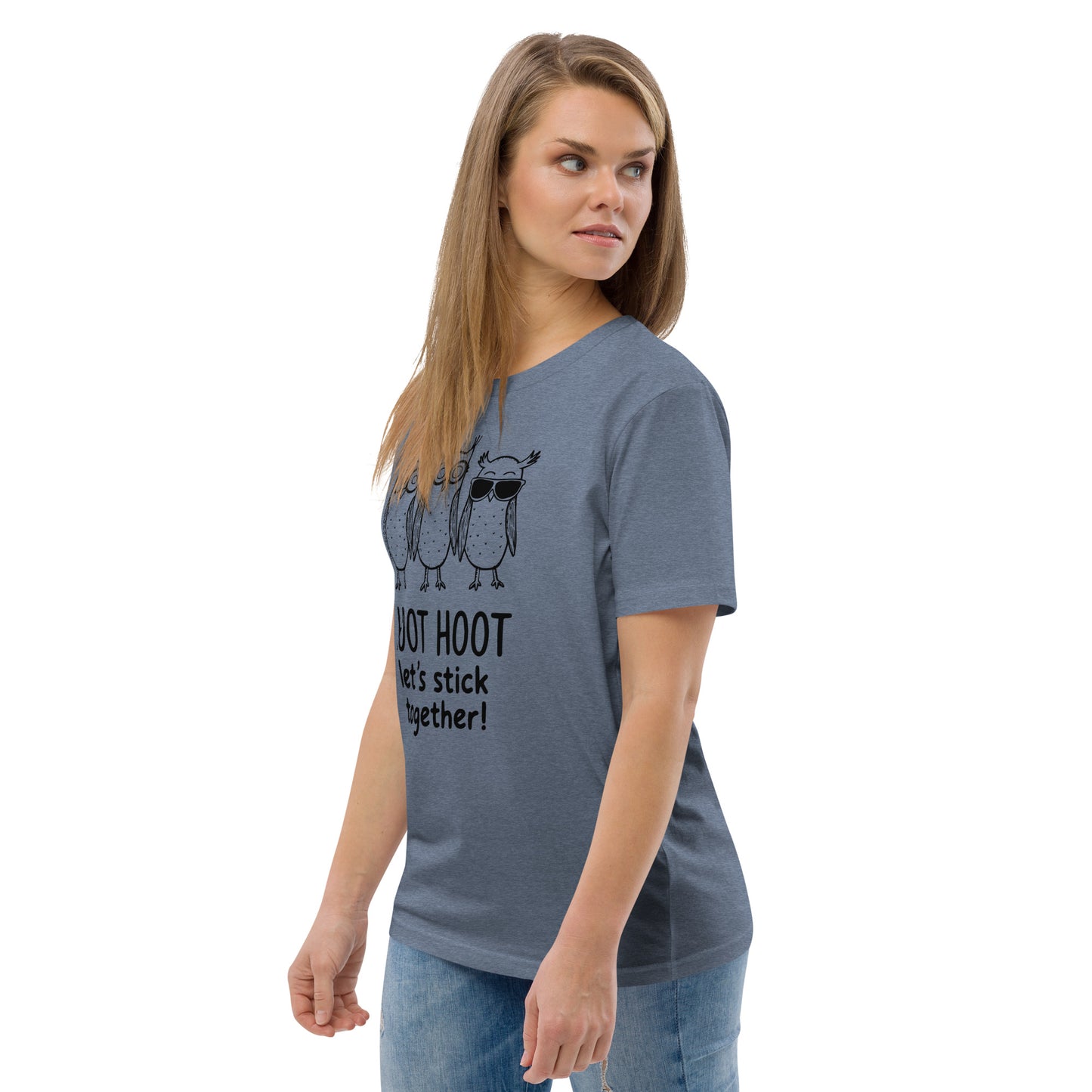 Unisex Organic Cotton T-Shirt: Hoot Hoot Let’s Stick Together! | Owl-Themed Sustainable Fashion USA Dudeily
