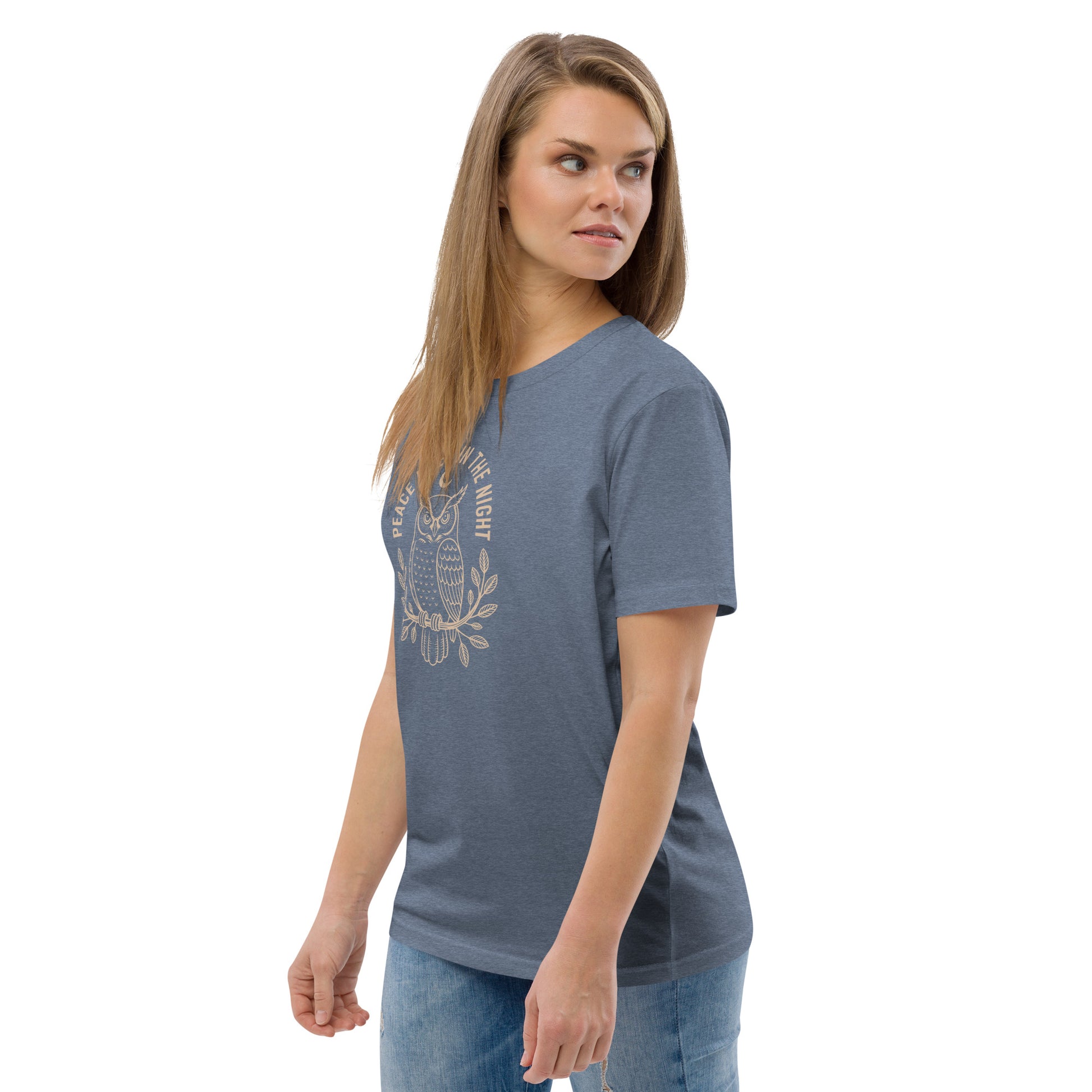 Unisex Organic Cotton T-Shirt: 'Peace in the Night' | Sustainable Owl Fashion USA Dudeily