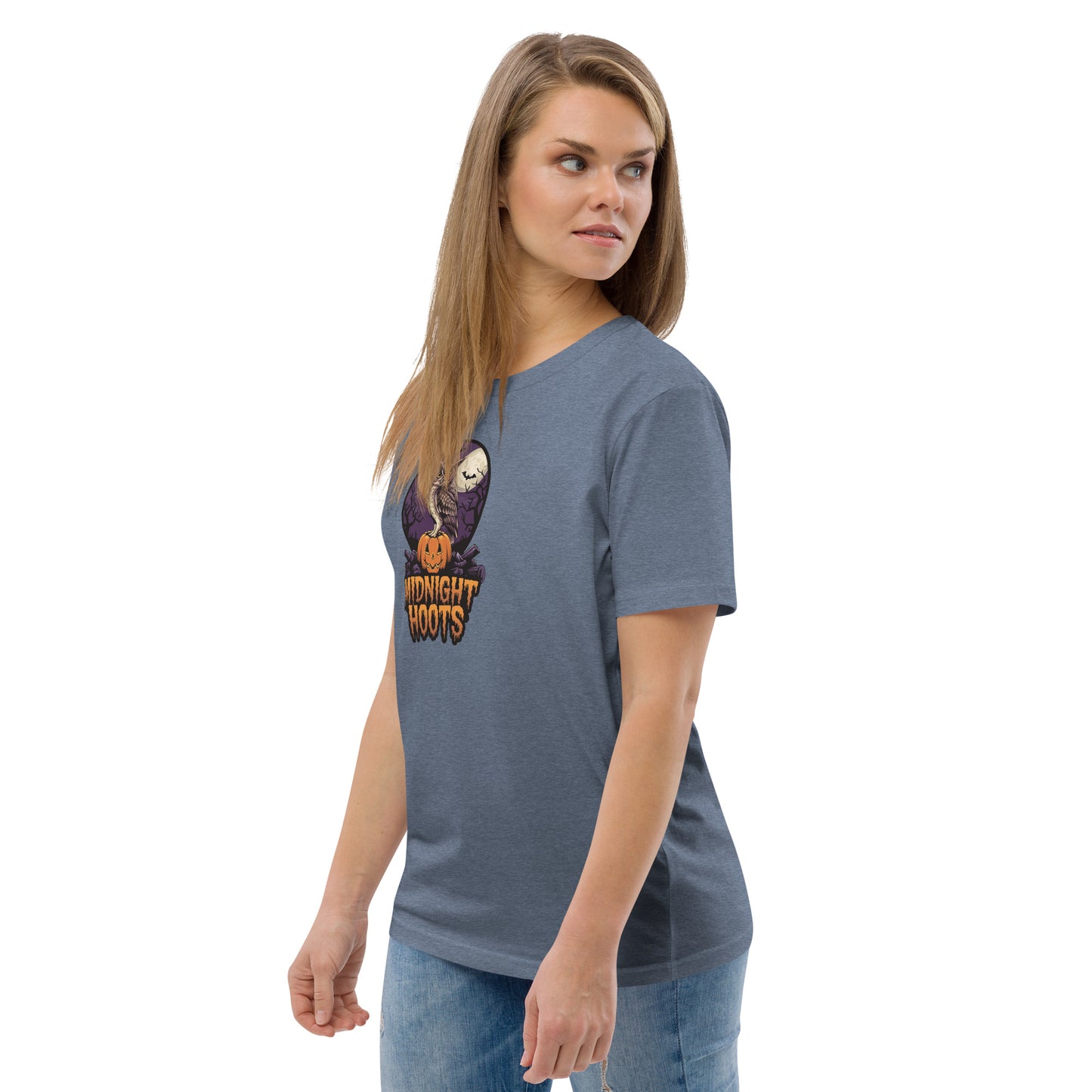 Unisex Organic Cotton T-Shirt: Halloween Owl Eco Fashion USA Dudeily