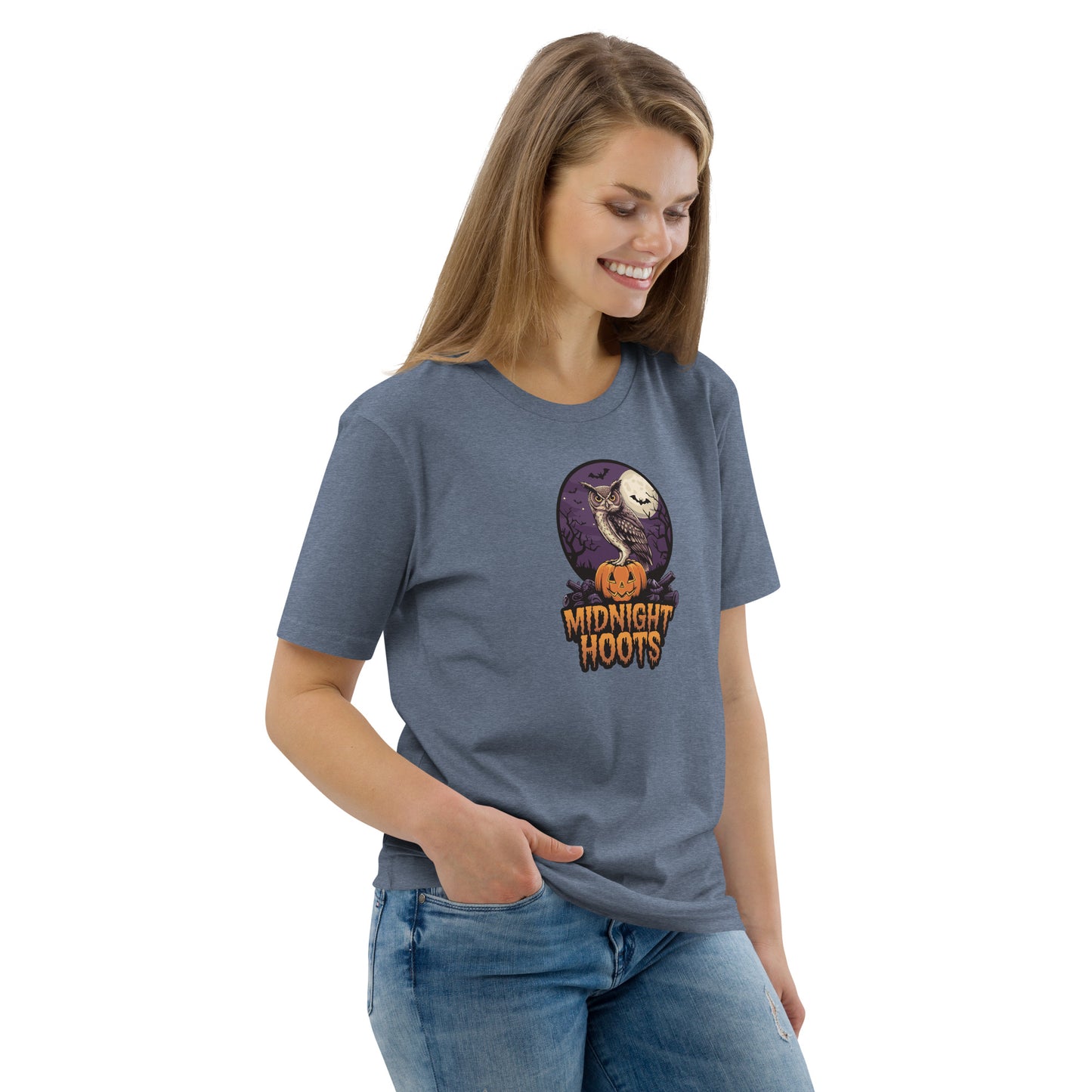 Unisex Organic Cotton T-Shirt: Halloween Owl Eco Fashion USA Dudeily