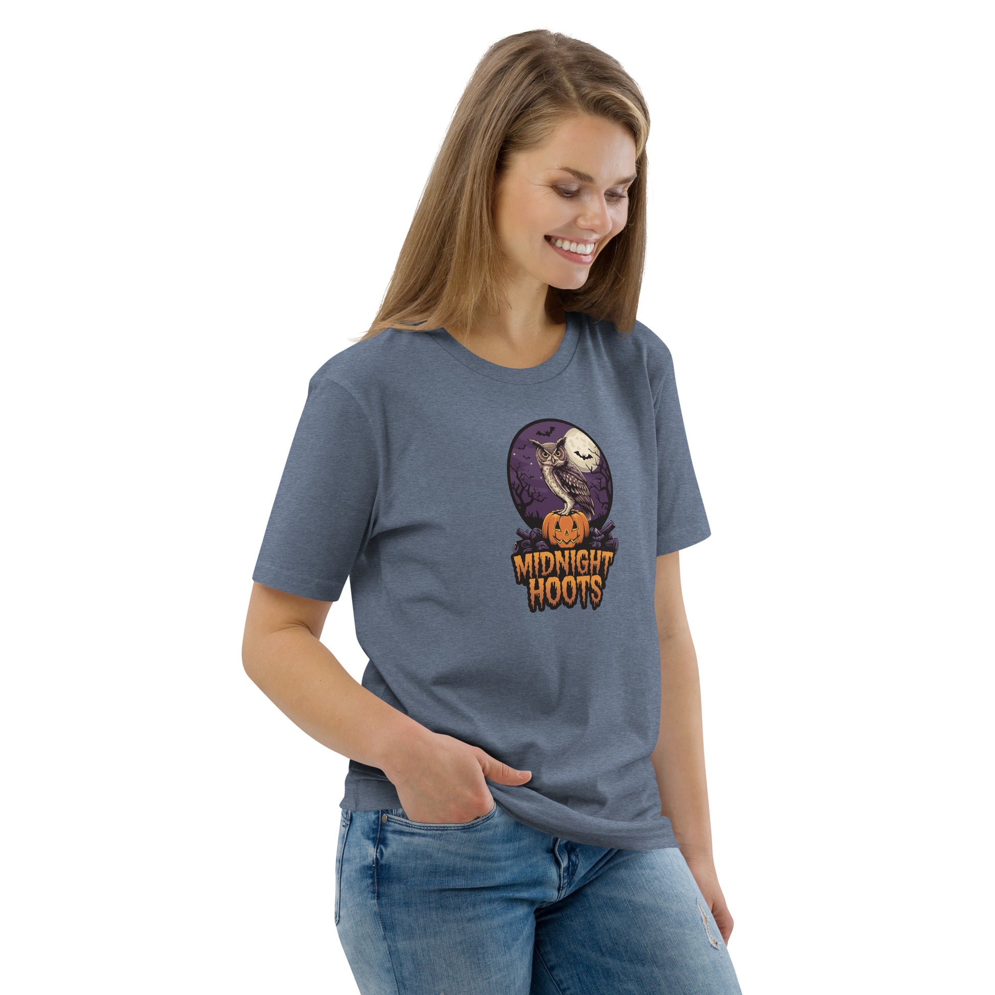 Unisex Organic Cotton T-Shirt: Halloween Owl Eco Fashion USA Dudeily