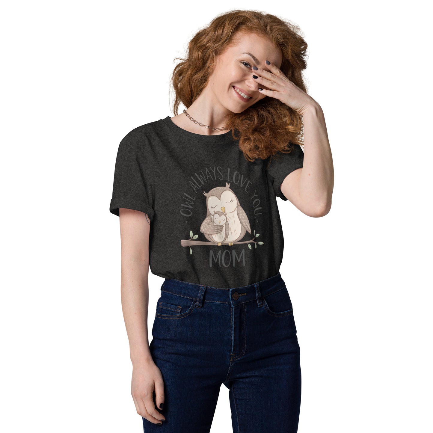 Unisex Organic Cotton T-Shirt – Eco-Friendly Owl Design by Dudeily Dark Heather Grey Dudeily
