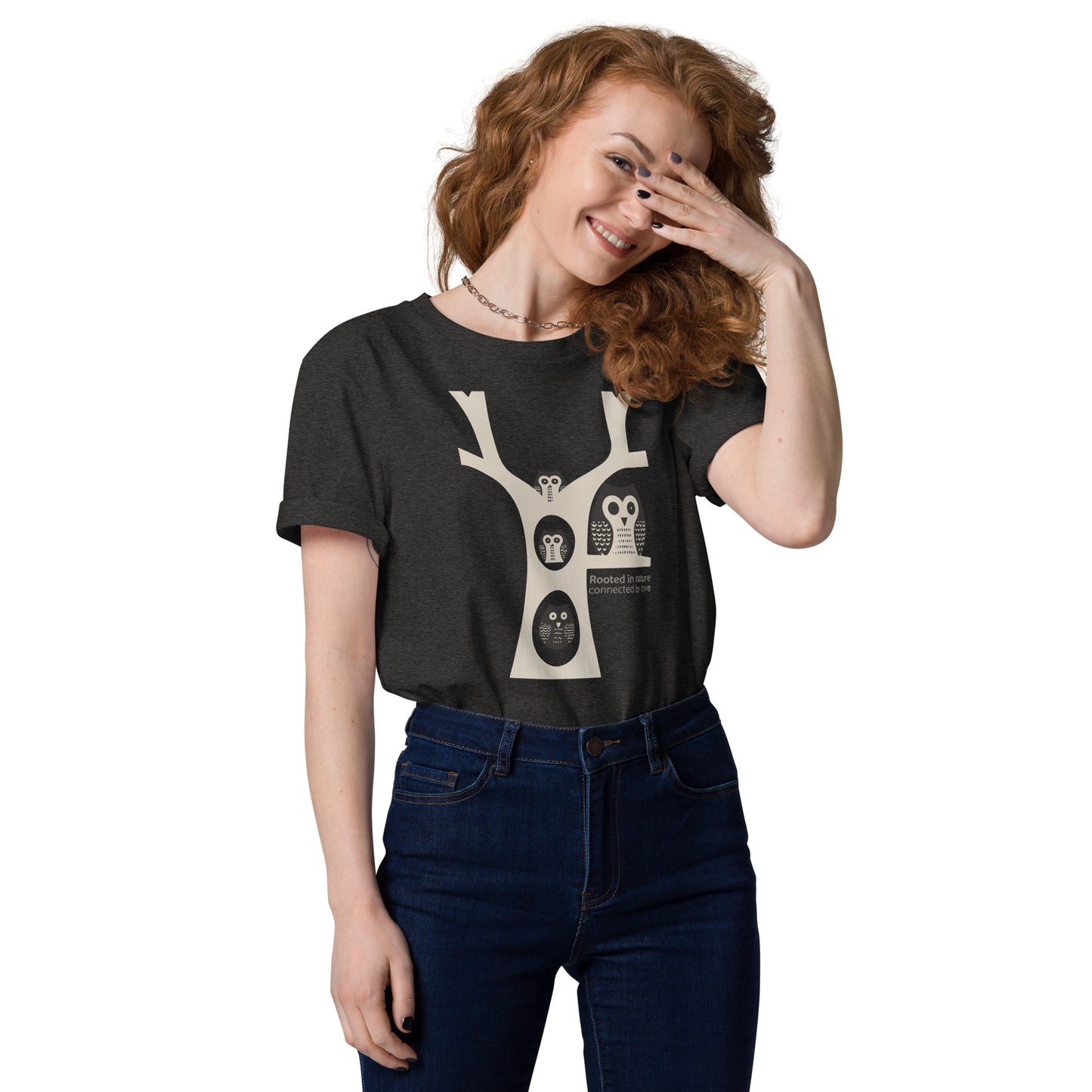 Unisex Organic Cotton T-Shirt – OwlNest Sustainable Fashion for Family Day Wear Dark Heather Grey Dudeily