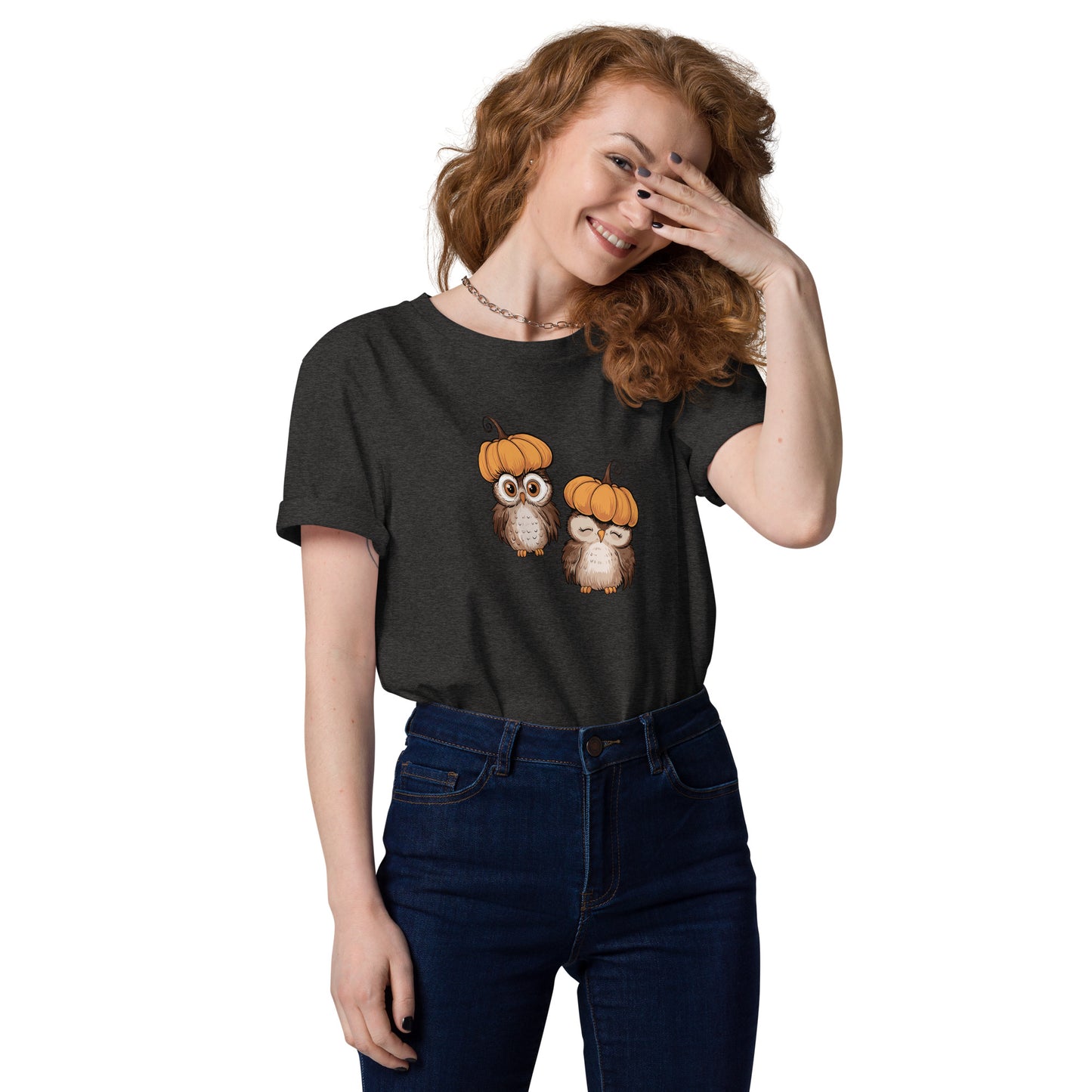 Unisex Organic Cotton T-Shirt: Halloween Owl Eco-Friendly Style USA Dark Heather Grey Dudeily