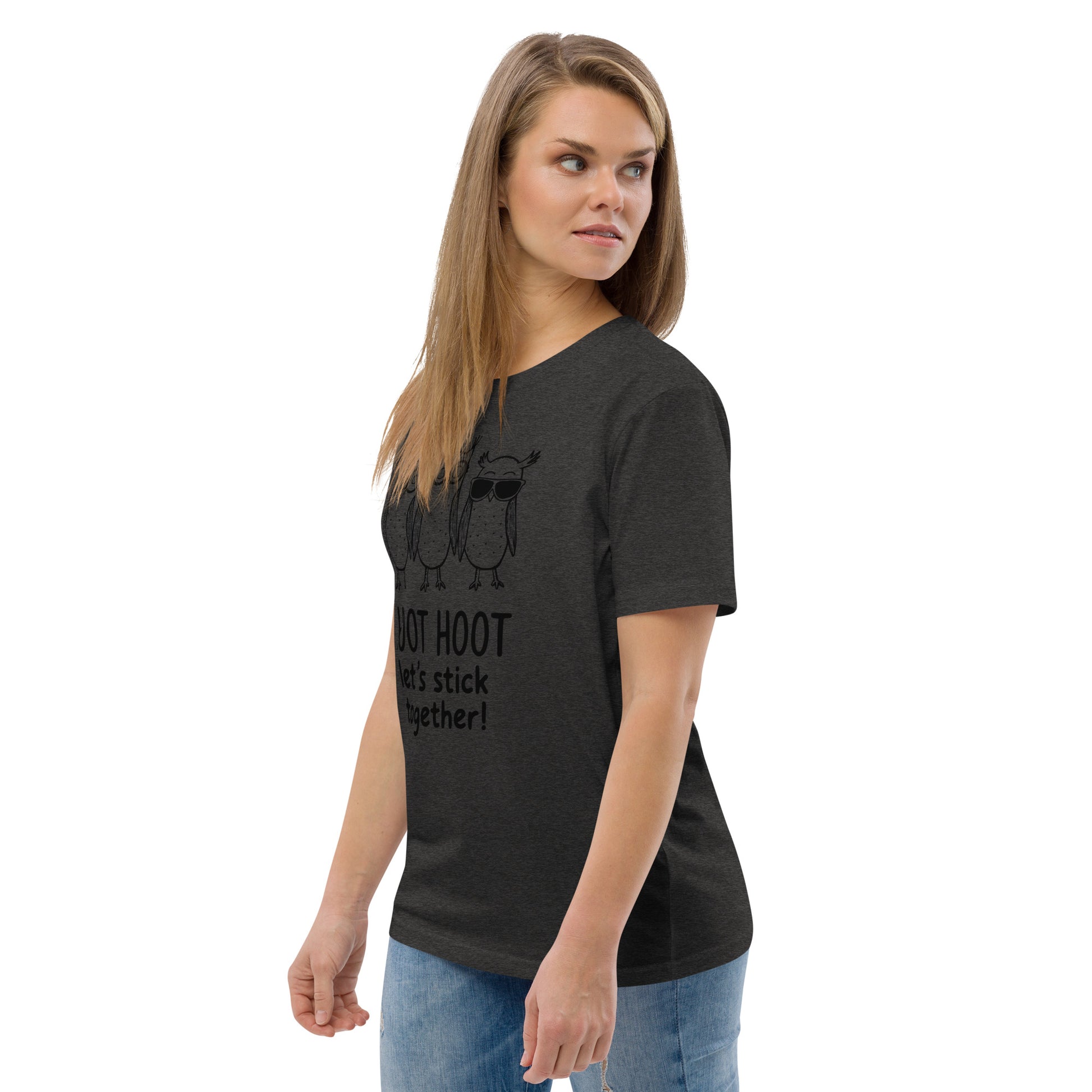Unisex Organic Cotton T-Shirt: Hoot Hoot Let’s Stick Together! | Owl-Themed Sustainable Fashion USA Dudeily