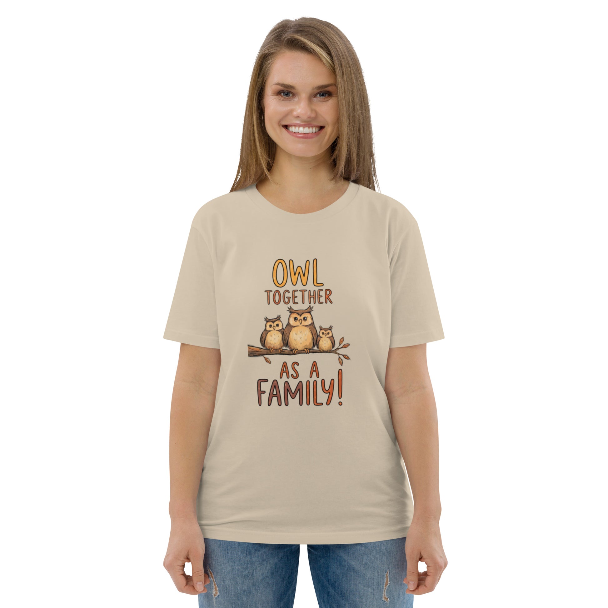 Unisex Organic Cotton T-Shirt – OwlNest Sustainable Fashion Classic for Family Day Outings Desert Dust Dudeily