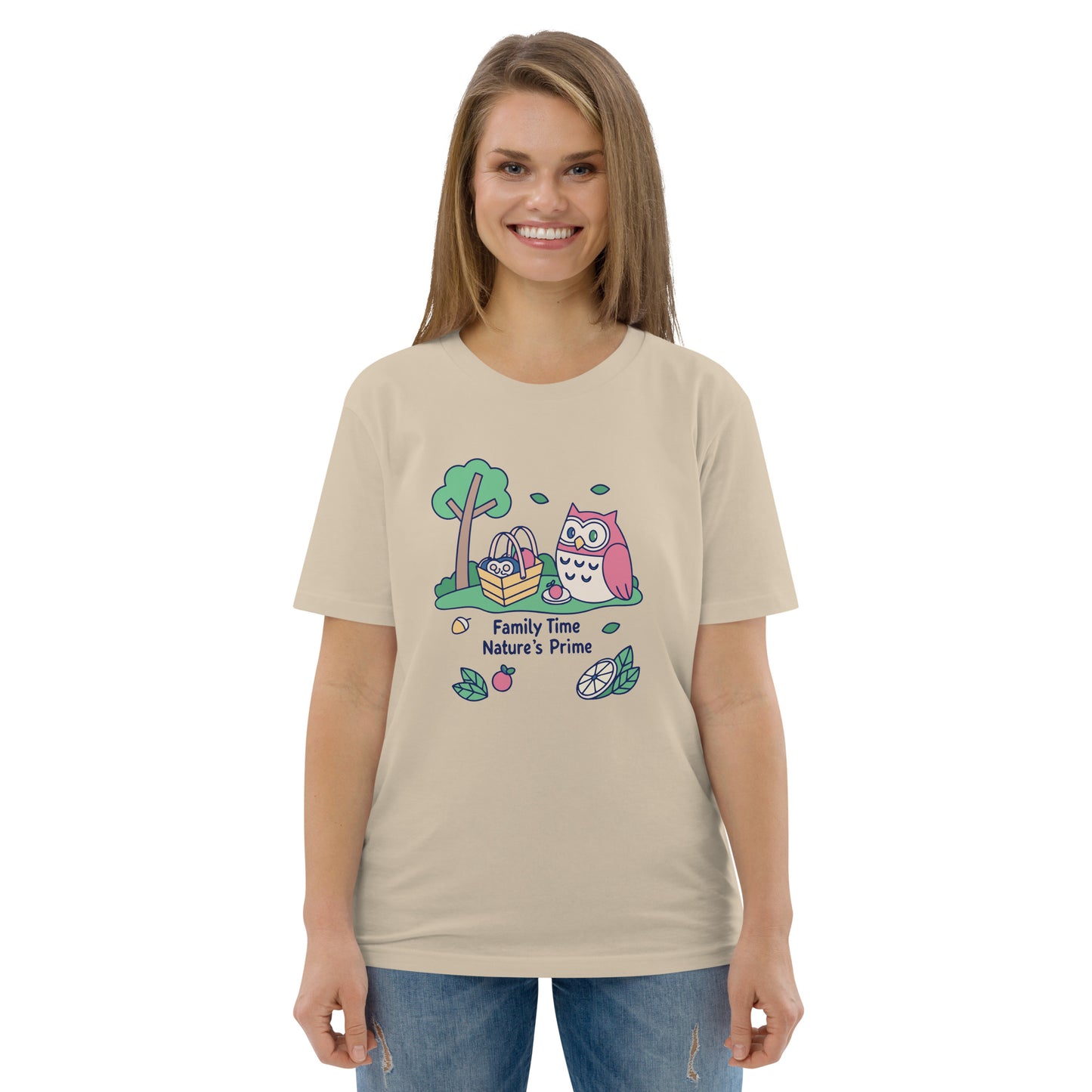 Unisex Organic Cotton T-Shirt – OwlNest Sustainable Fashion Essential for Family Day Desert Dust Dudeily