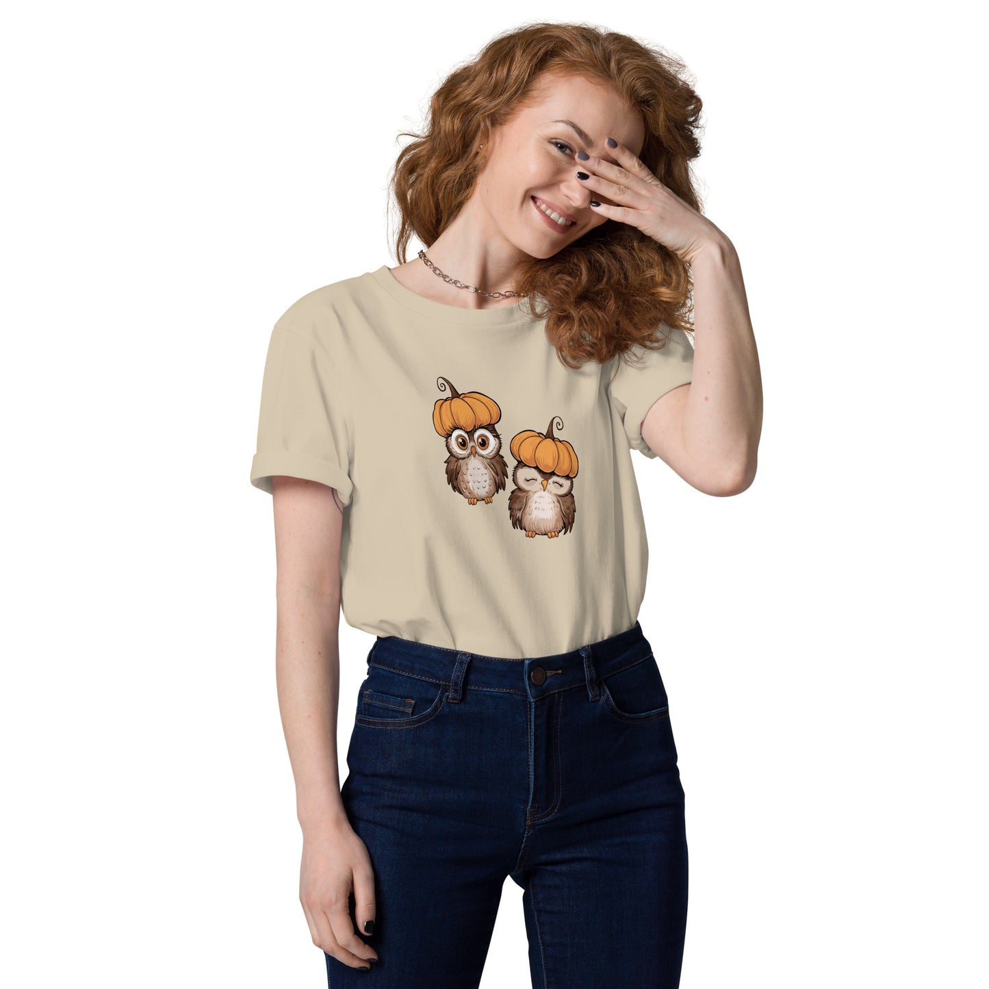 Unisex Organic Cotton T-Shirt: Halloween Owl Eco-Friendly Style USA Desert Dust Dudeily