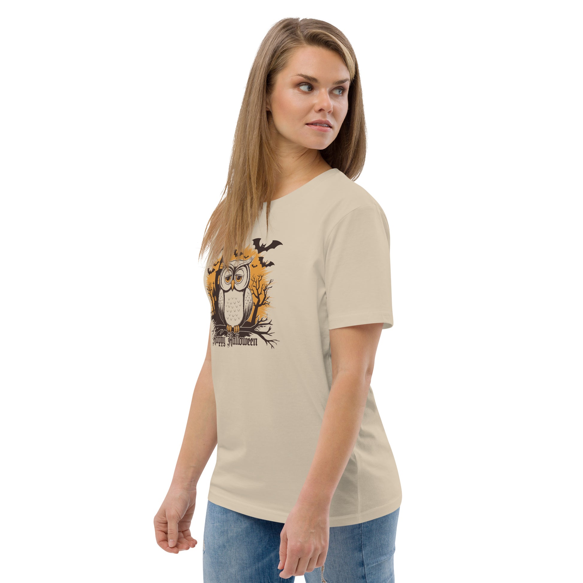 Unisex Organic Cotton T-Shirt: Halloween Owl Eco-Friendly Style USA Dudeily