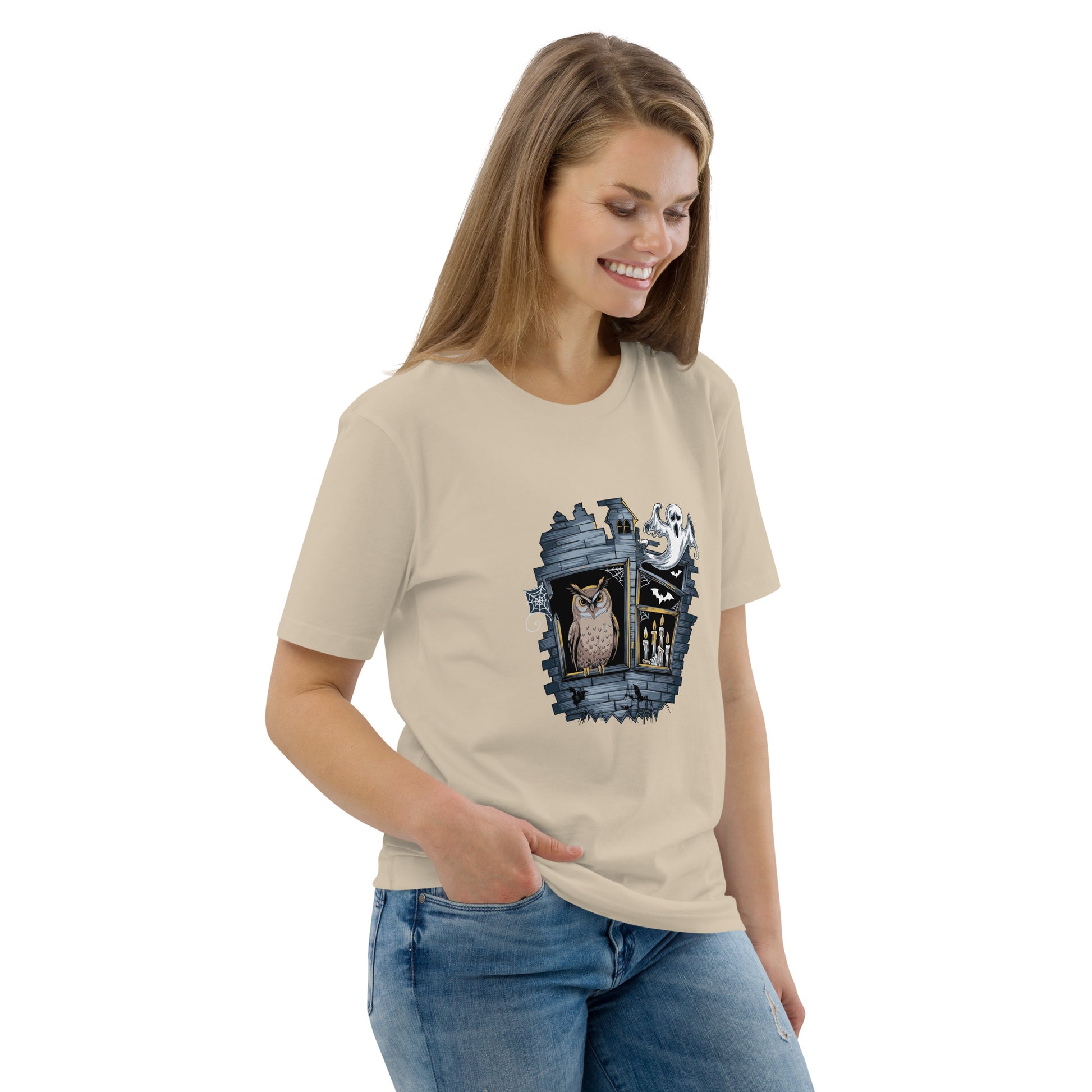 Unisex Organic Cotton T-Shirt: Halloween Owl Eco-Friendly Style USA Dudeily