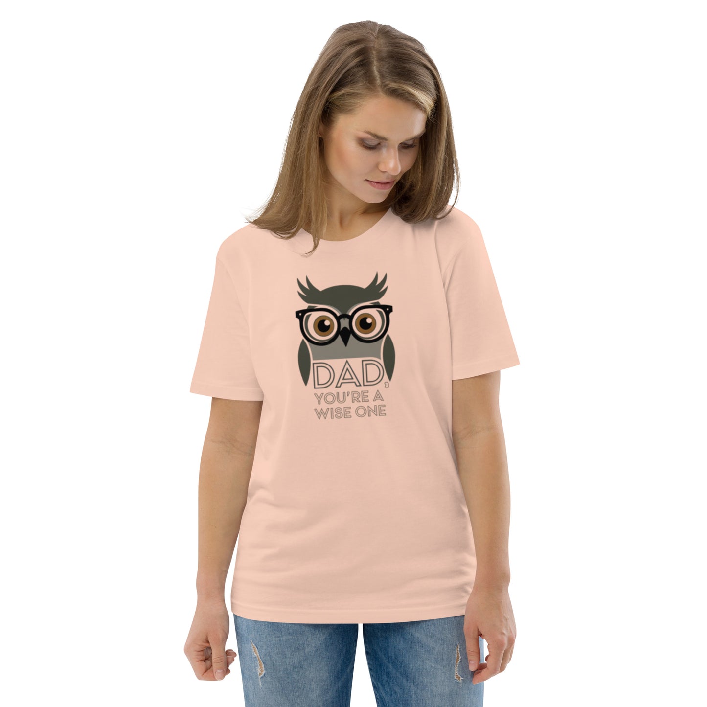 Unisex Organic Cotton T-Shirt – Owl-Themed Eco-Friendly Style for Father's Day Gifts by Dudeily Fraiche Peche Dudeily