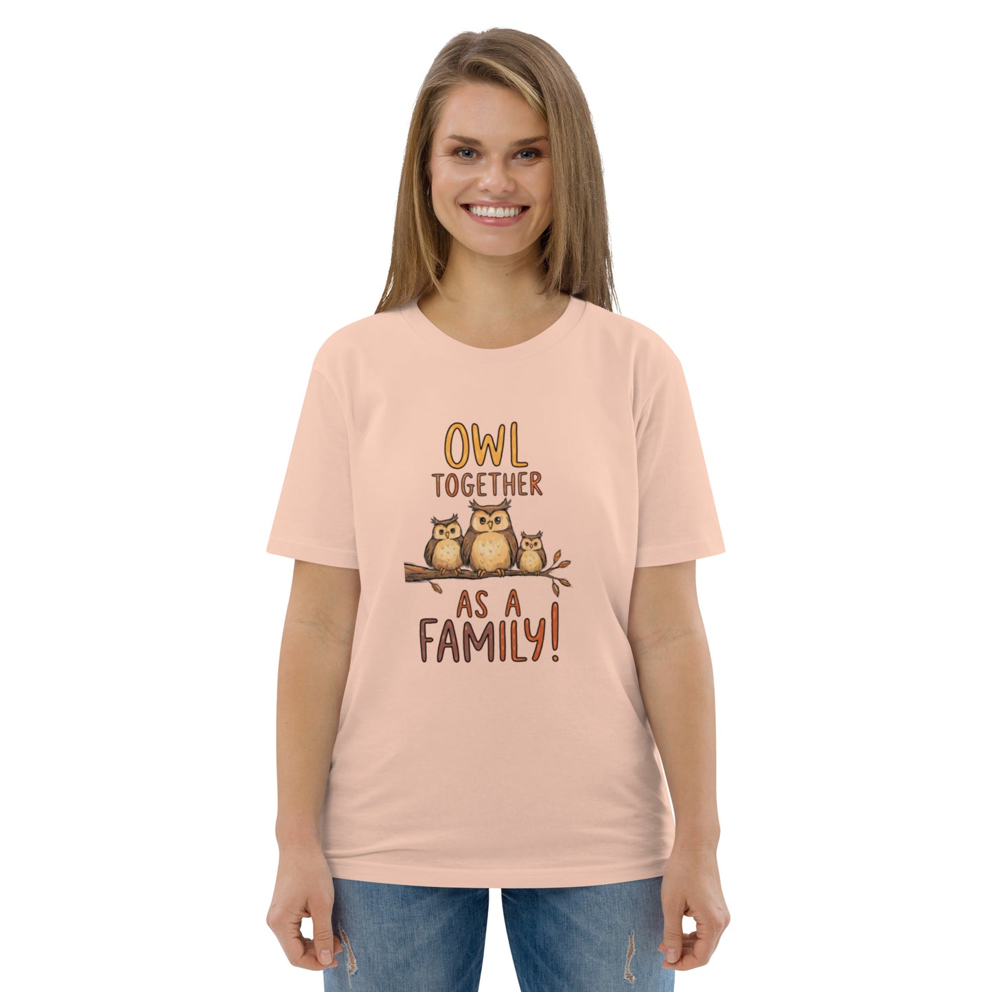 Unisex Organic Cotton T-Shirt – OwlNest Sustainable Fashion Classic for Family Day Outings Fraiche Peche Dudeily