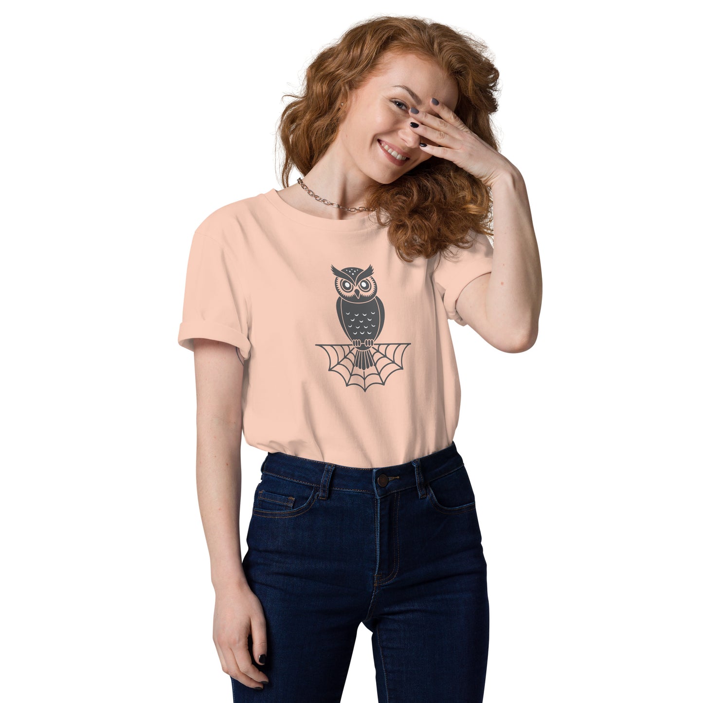 Unisex Organic Cotton T-Shirt: Halloween Owl Eco-Friendly Style USA Fraiche Peche Dudeily