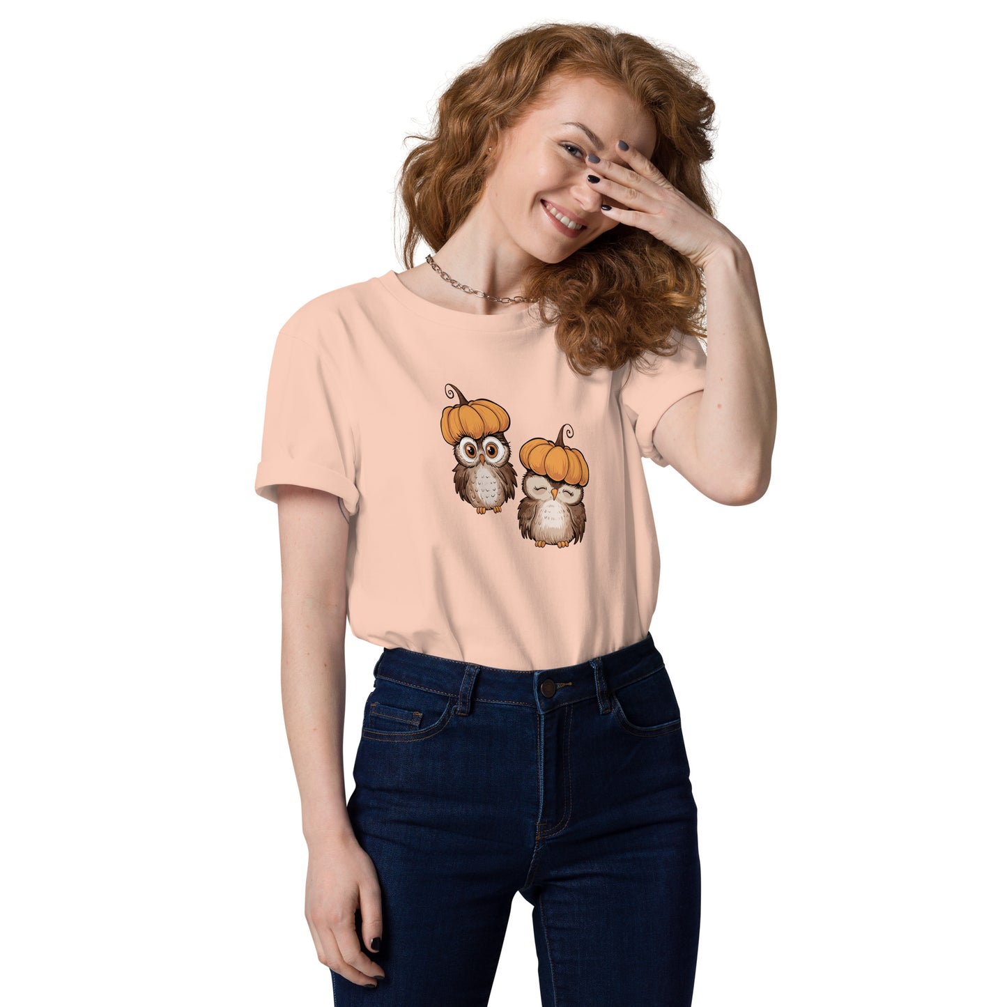 Unisex Organic Cotton T-Shirt: Halloween Owl Eco-Friendly Style USA Fraiche Peche Dudeily