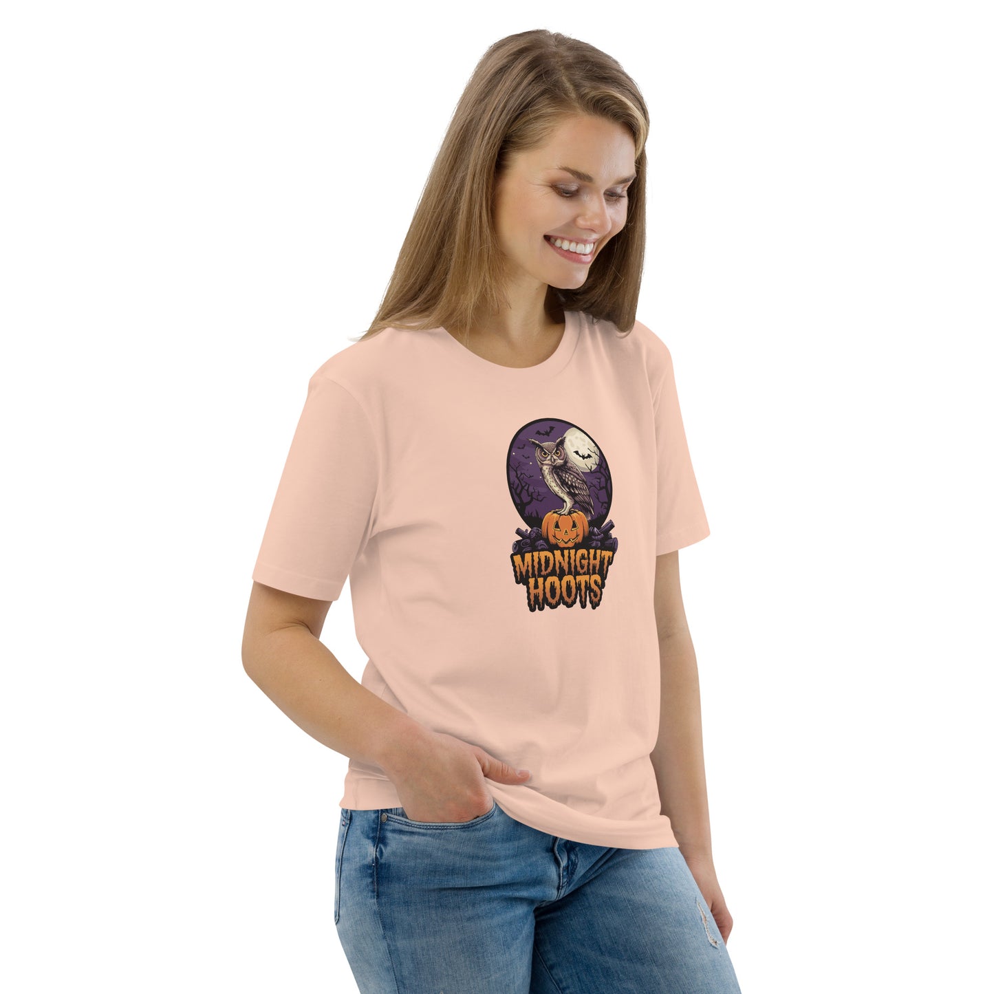 Unisex Organic Cotton T-Shirt: Halloween Owl Eco Fashion USA Dudeily