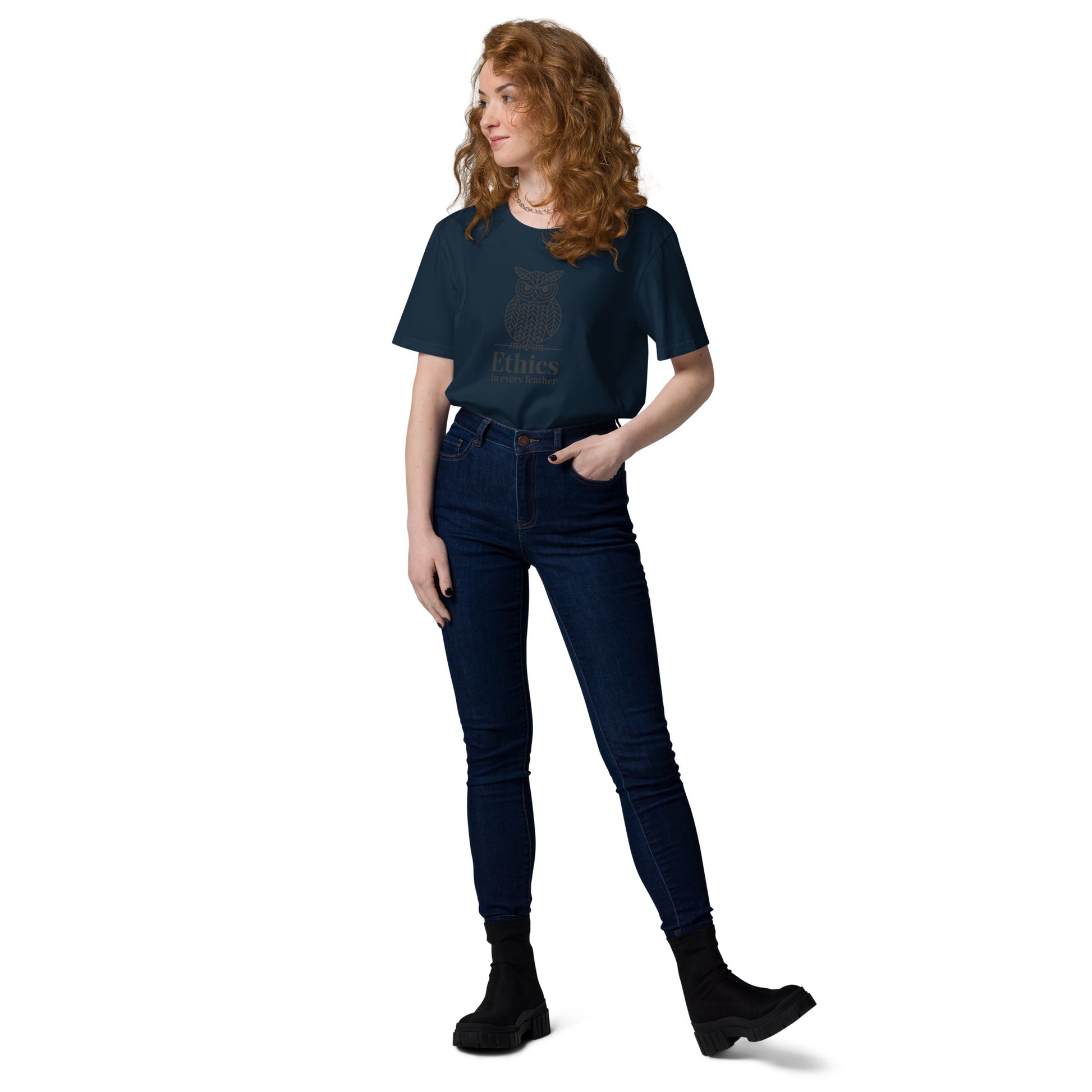Unisex Organic Cotton T-Shirt: 'Ethics in Every Feather' for Fall | Sustainable Owl Fashion USA Dudeily