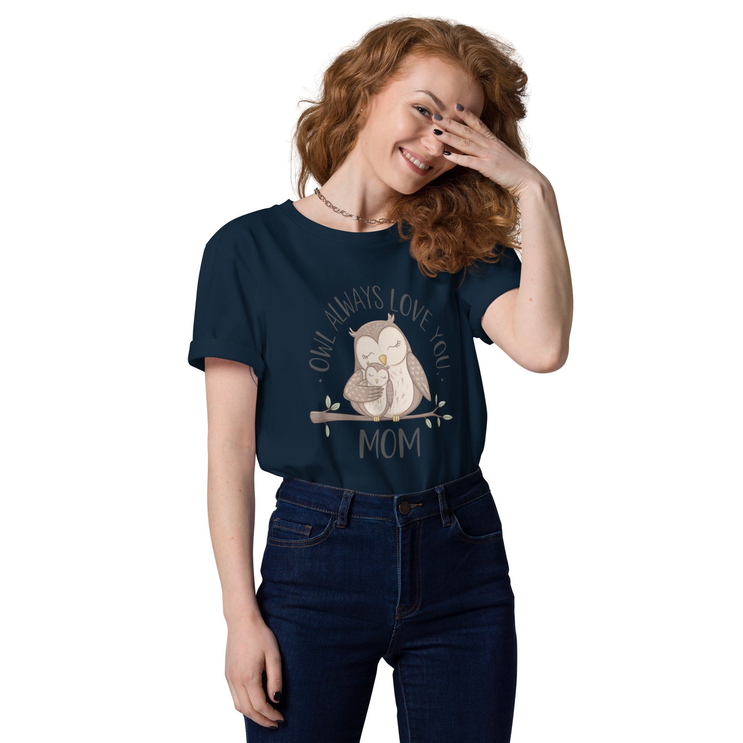 Unisex Organic Cotton T-Shirt – Eco-Friendly Owl Design by Dudeily French Navy Dudeily