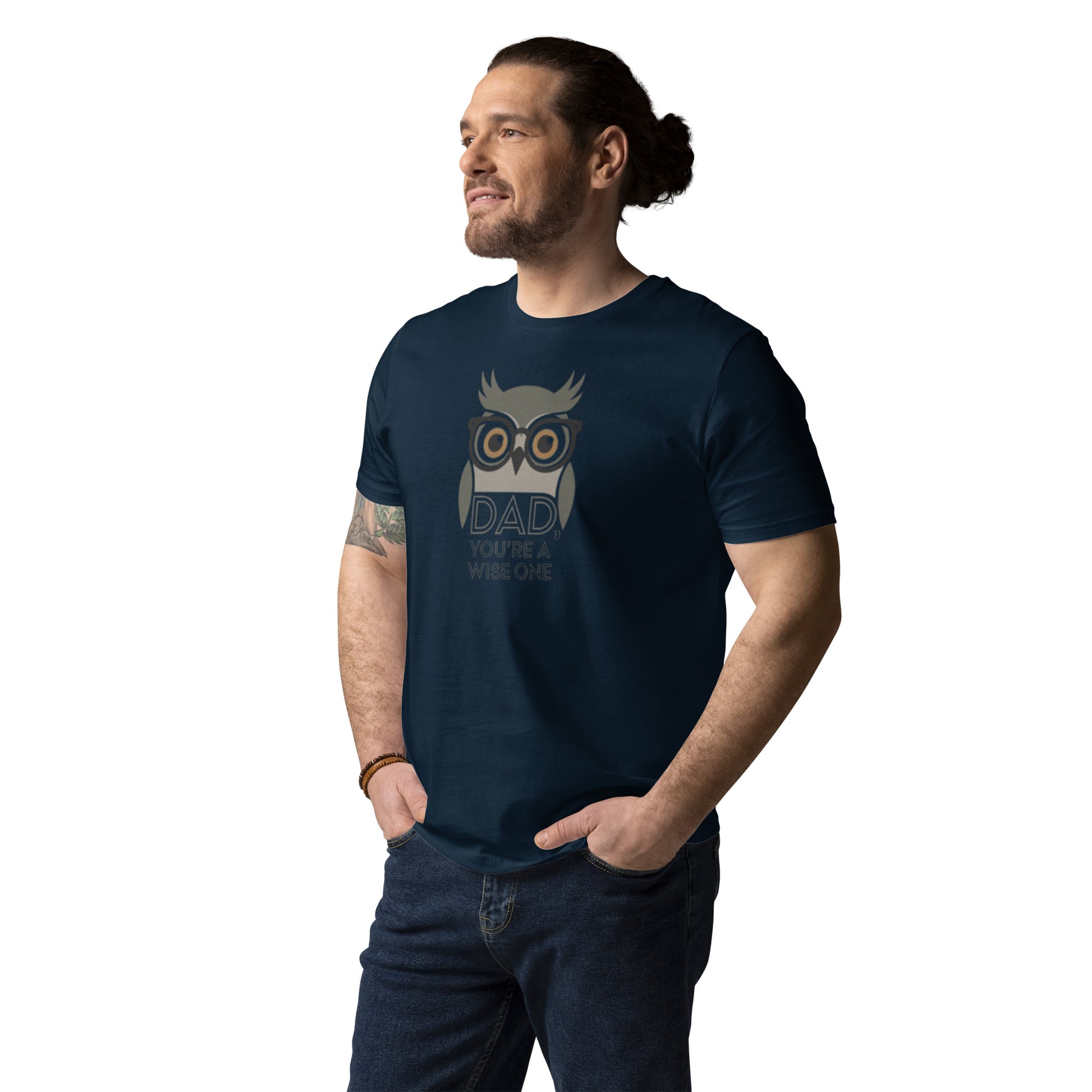 Unisex Organic Cotton T-Shirt – Owl-Themed Eco-Friendly Style for Father's Day Gifts by Dudeily Dudeily