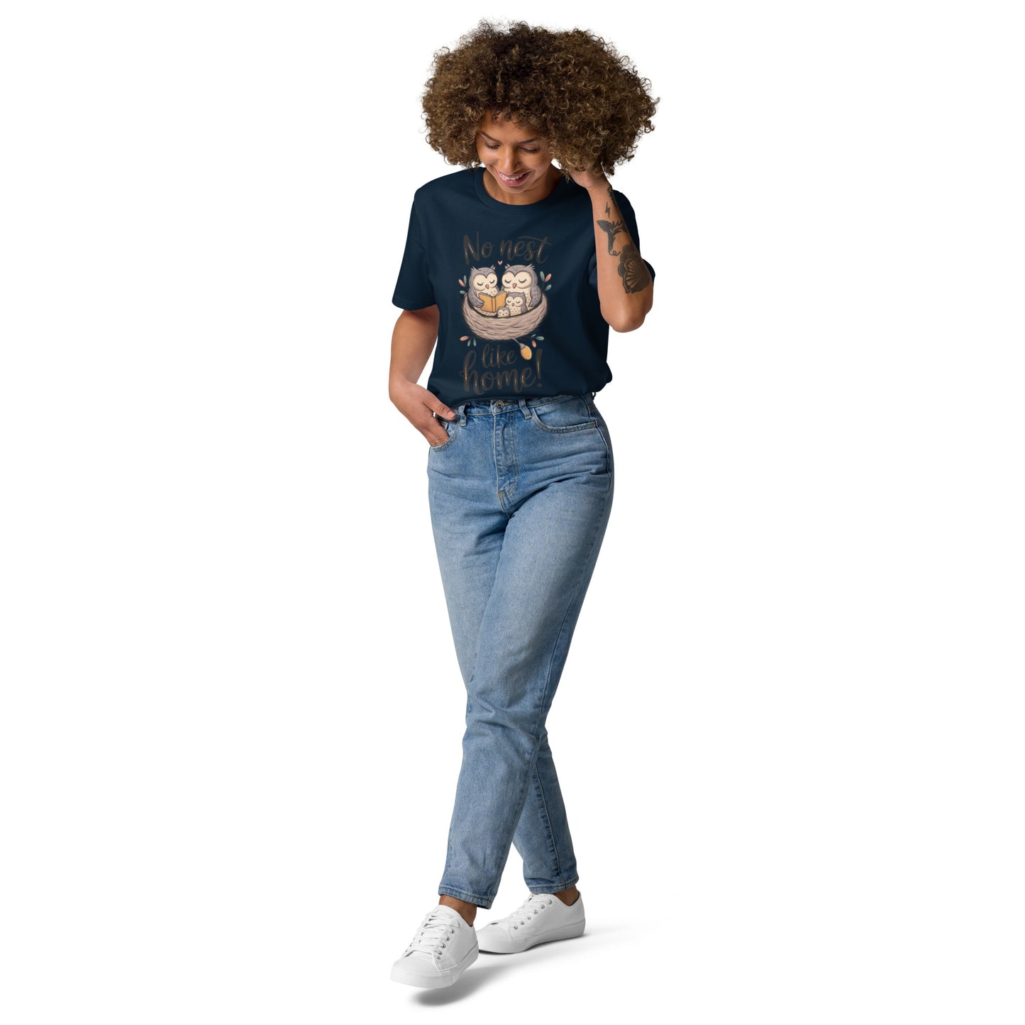Unisex Organic Cotton T-Shirt – OwlNest Sustainable Fashion Tee for Family Day Comfort French Navy Dudeily