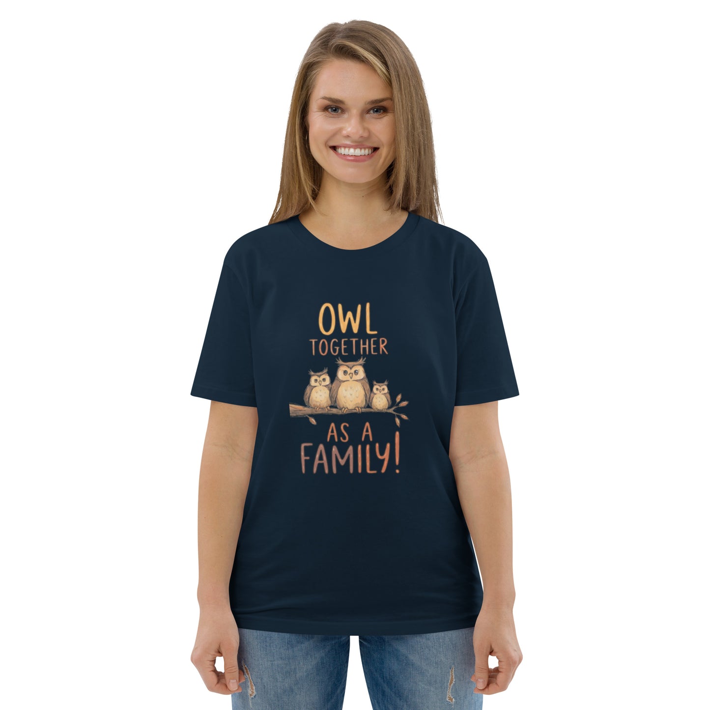 Unisex Organic Cotton T-Shirt – OwlNest Sustainable Fashion Classic for Family Day Outings French Navy Dudeily
