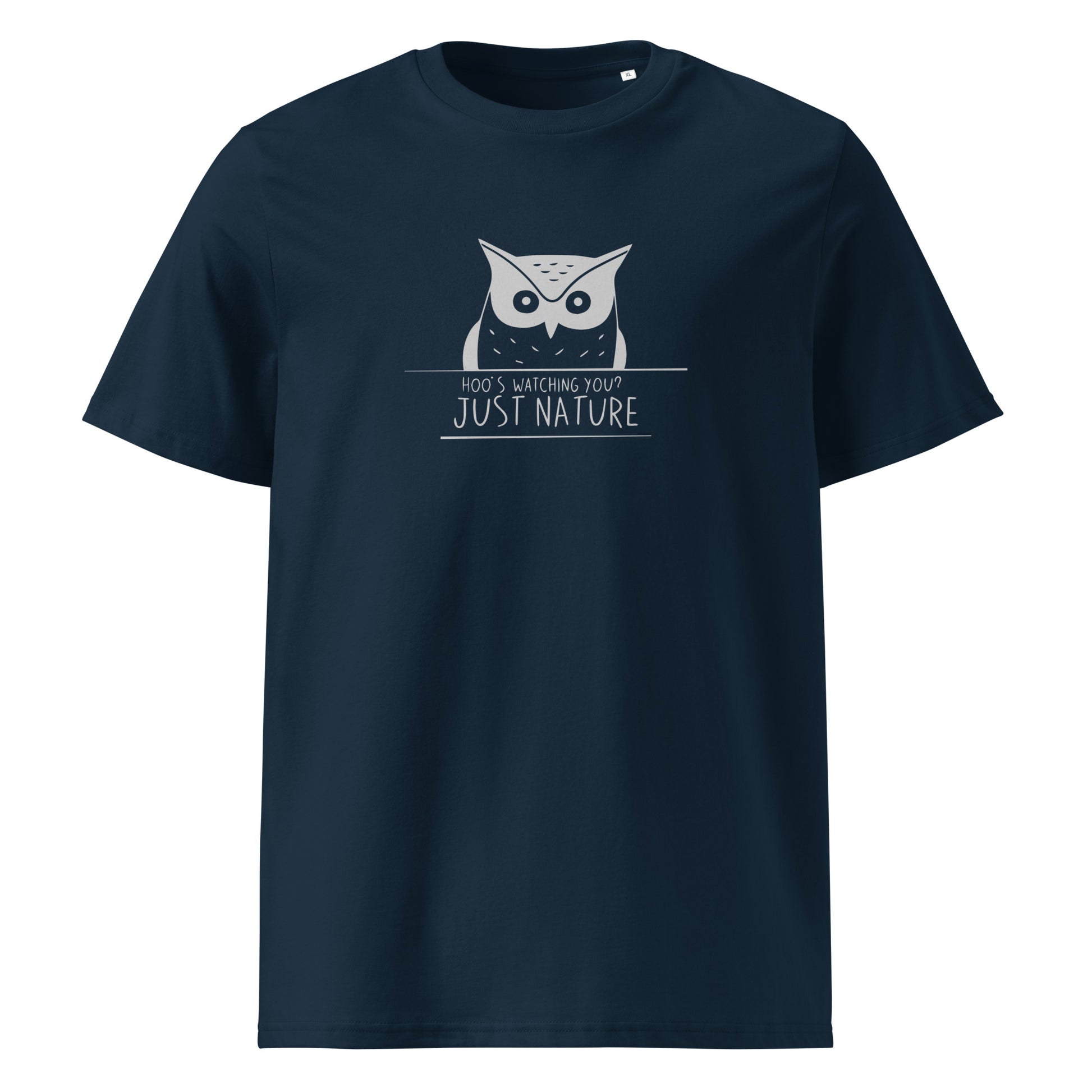 Organic Cotton T-Shirt: 'Hoo's Watching You? Just Nature' in Fall | Ethical Owl Clothing USA Dudeily