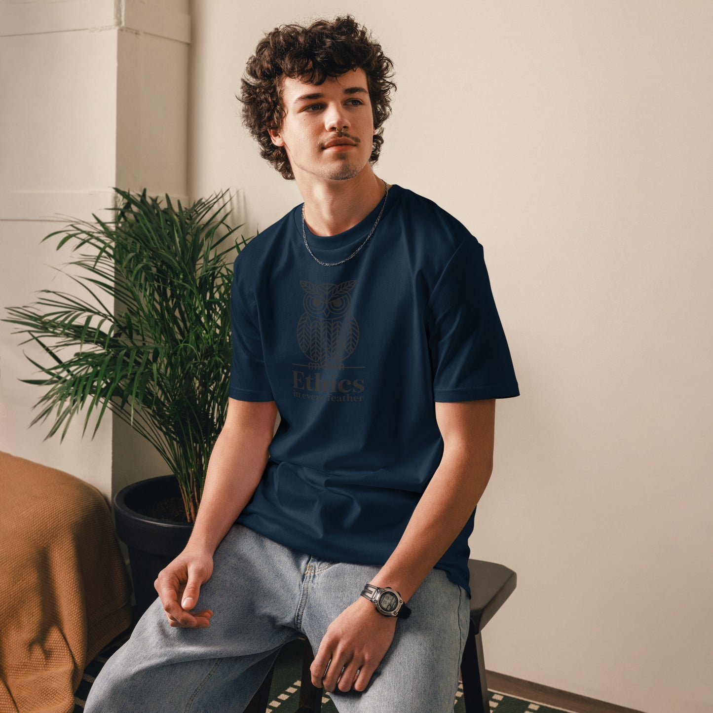 Unisex Organic Cotton T-Shirt: 'Ethics in Every Feather' for Fall | Sustainable Owl Fashion USA Dudeily