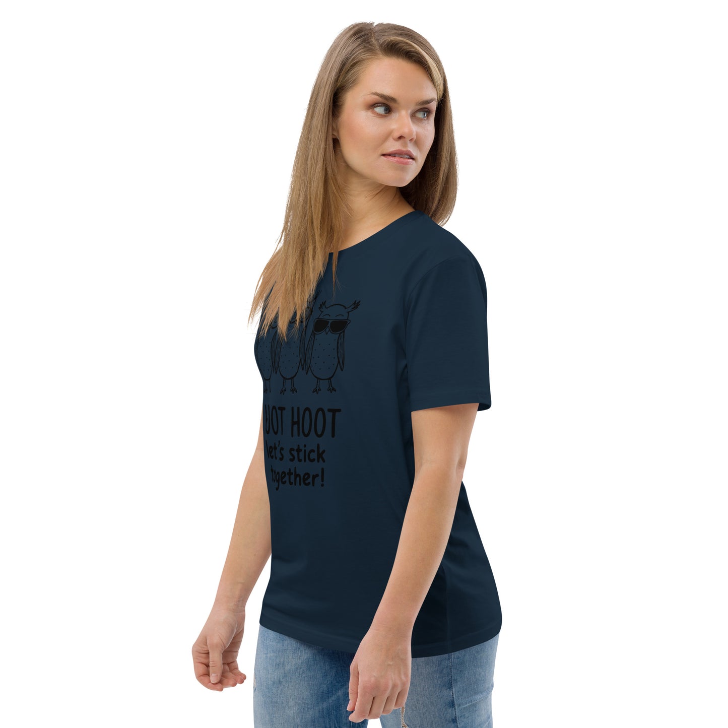 Unisex Organic Cotton T-Shirt: Hoot Hoot Let’s Stick Together! | Owl-Themed Sustainable Fashion USA Dudeily