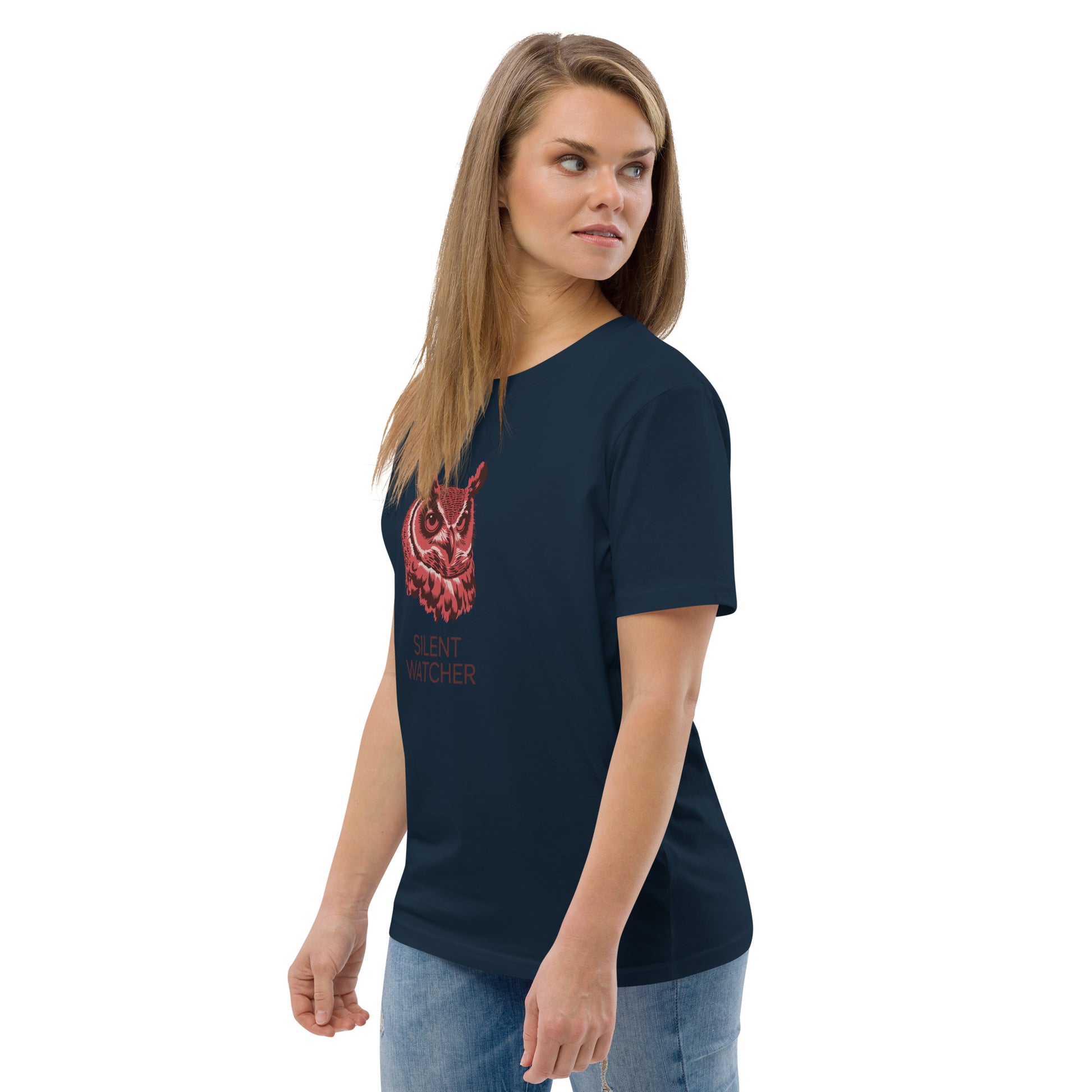 Unisex Organic Cotton T-Shirt: 'Silent Watcher' | Sustainable Owl Fashion USA Dudeily