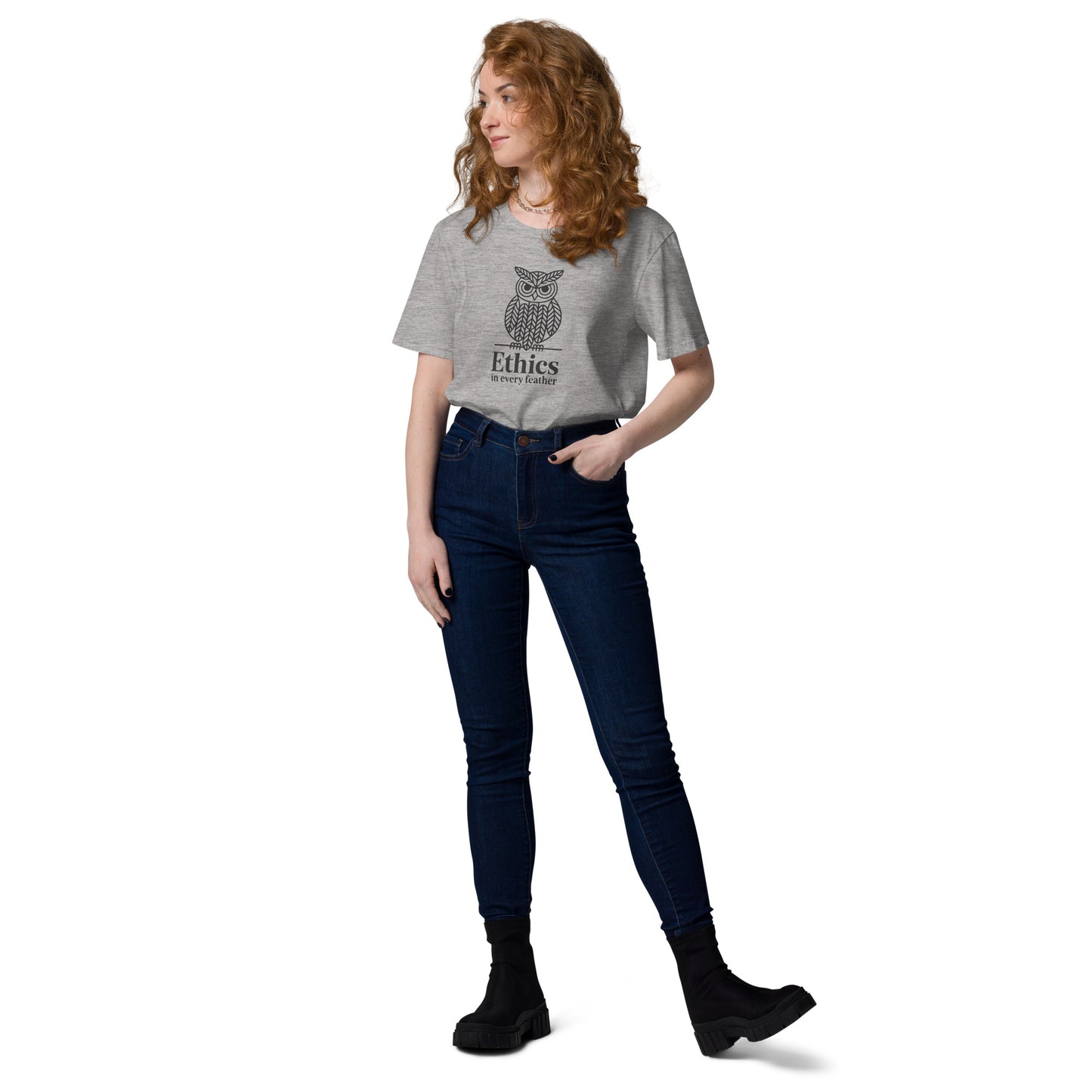 Unisex Organic Cotton T-Shirt: 'Ethics in Every Feather' for Fall | Sustainable Owl Fashion USA Dudeily