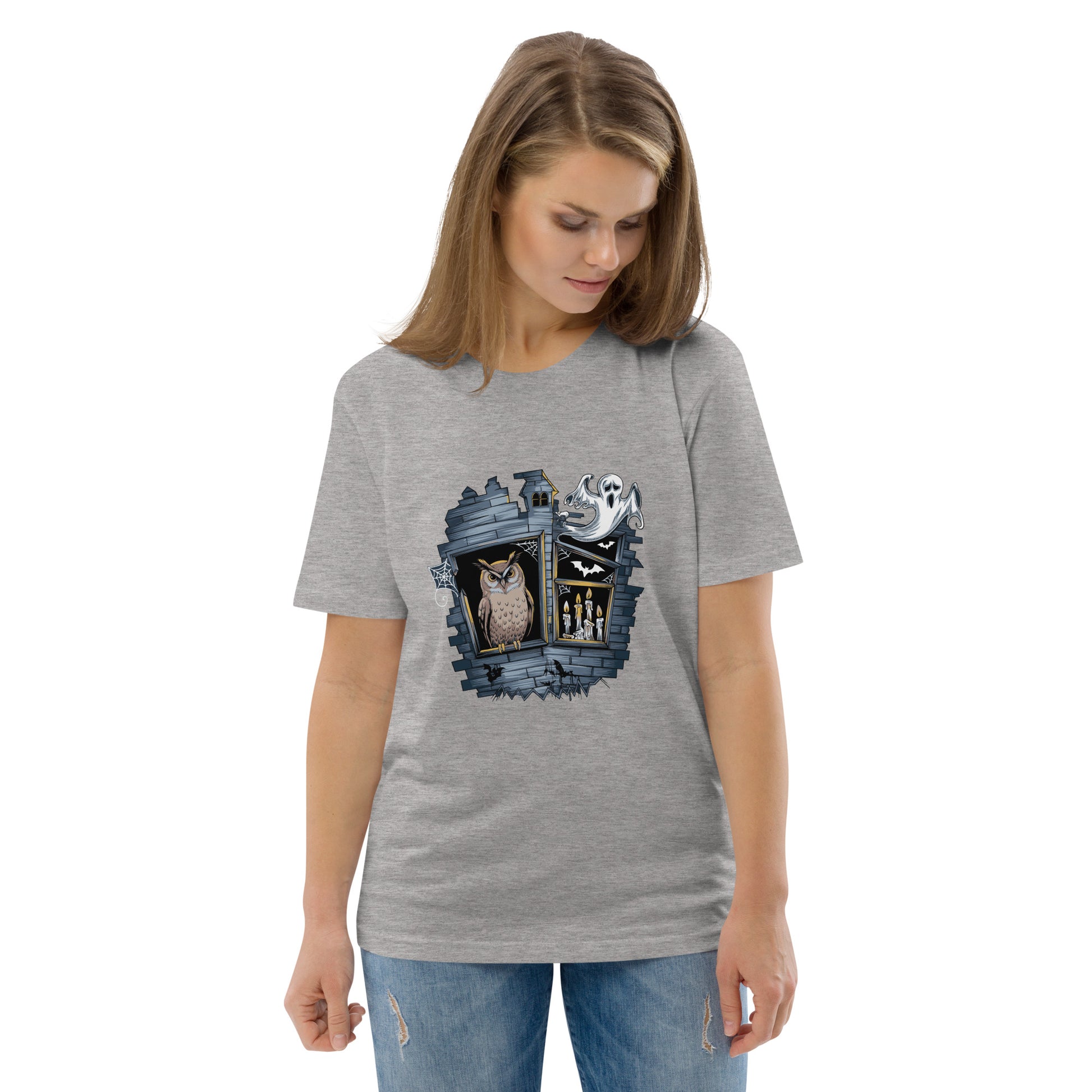 Unisex Organic Cotton T-Shirt: Halloween Owl Eco-Friendly Style USA Dudeily