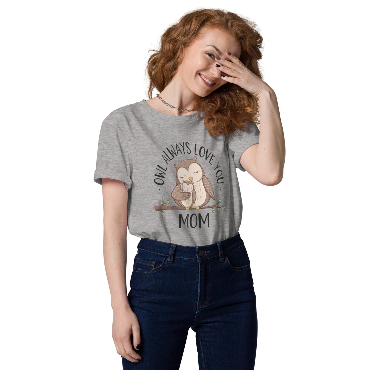Unisex Organic Cotton T-Shirt – Eco-Friendly Owl Design by Dudeily Heather Grey Dudeily
