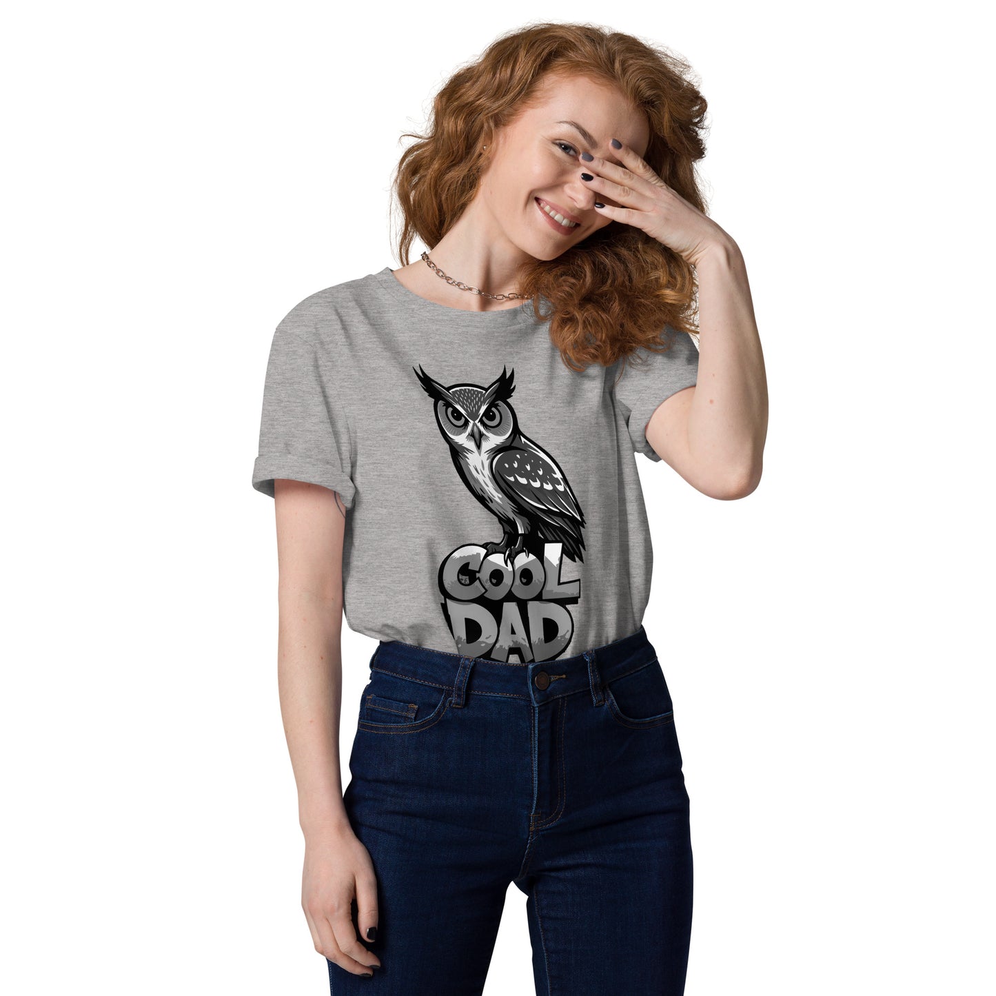 Unisex Organic Cotton T-Shirt – Sustainable Fashion for Nature & Owl Lovers | Dudeily Heather Grey Dudeily