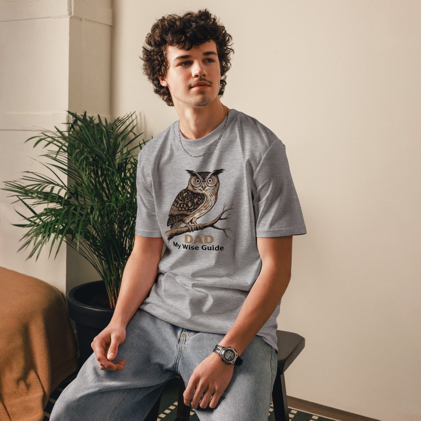 Unisex Organic Cotton T-Shirt – Owl Themed Sustainable Fashion for Father's Day by Dudeily Dudeily