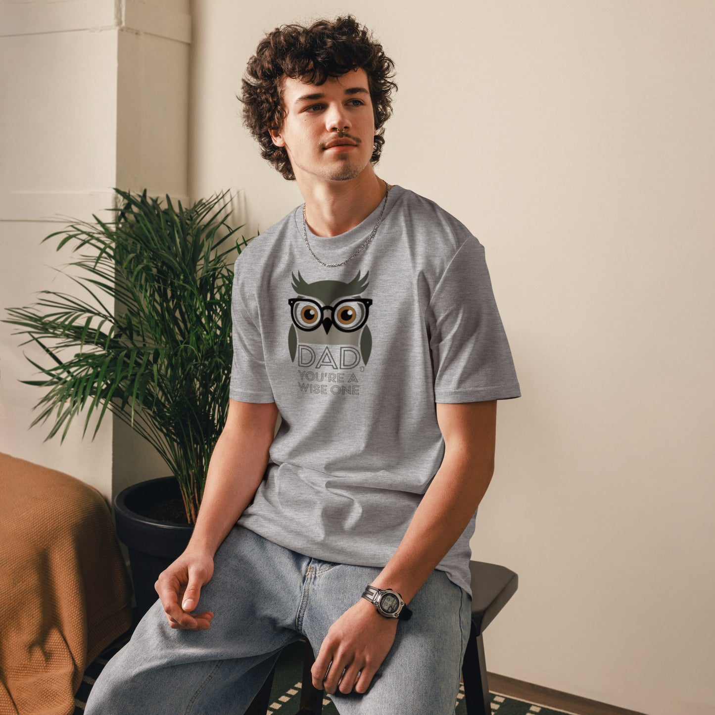 Unisex Organic Cotton T-Shirt – Owl-Themed Eco-Friendly Style for Father's Day Gifts by Dudeily Dudeily