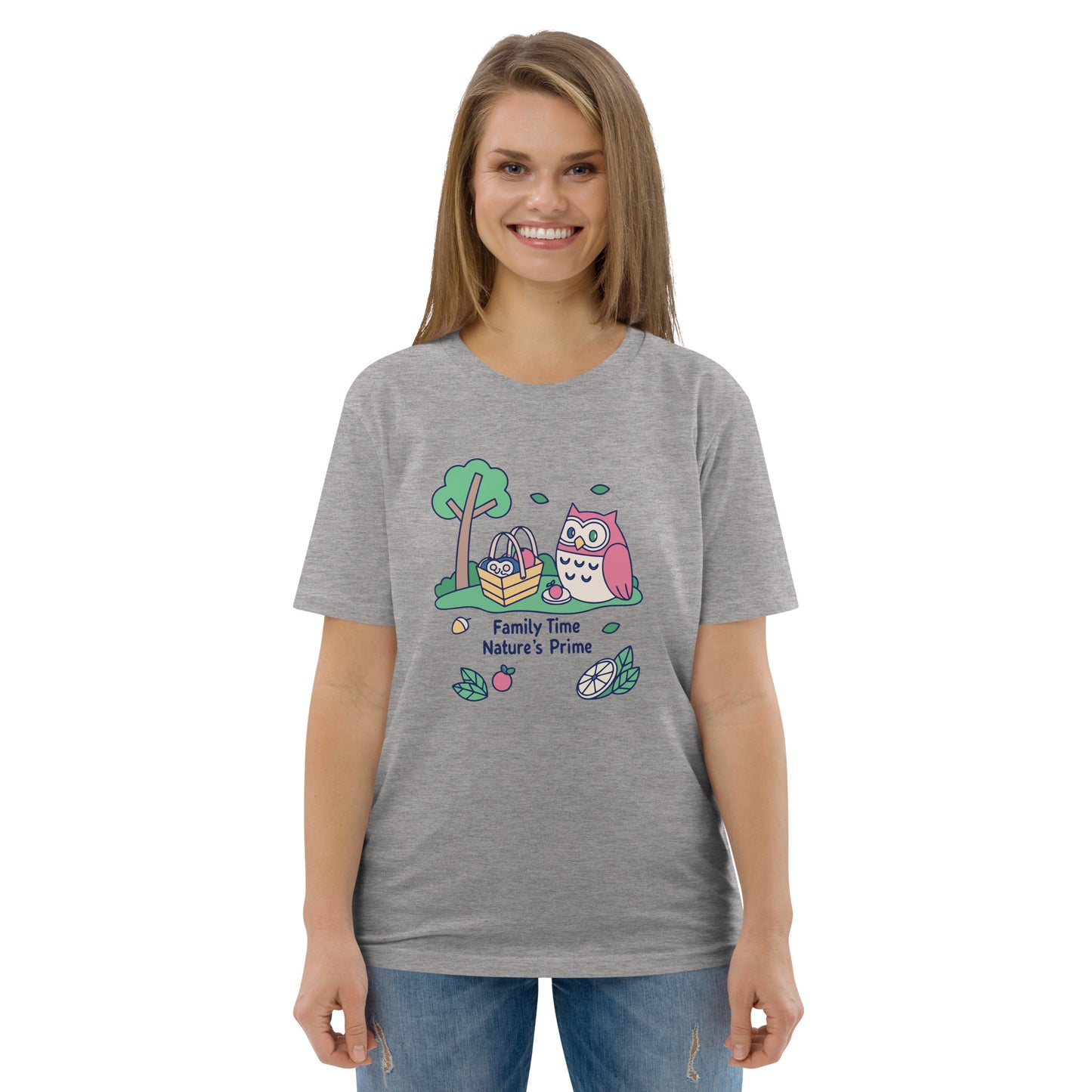 Unisex Organic Cotton T-Shirt – OwlNest Sustainable Fashion Essential for Family Day Heather Grey Dudeily