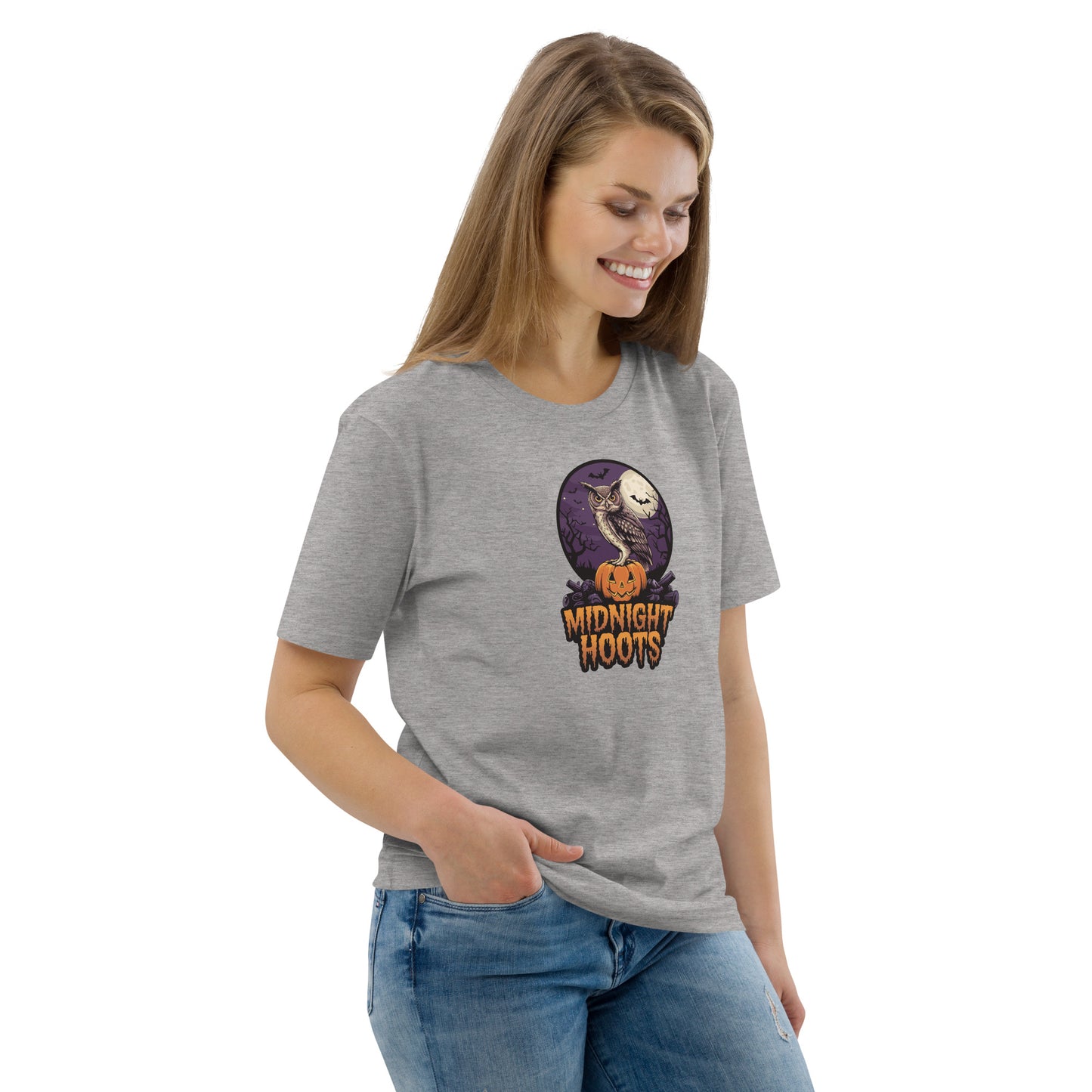 Unisex Organic Cotton T-Shirt: Halloween Owl Eco Fashion USA Dudeily
