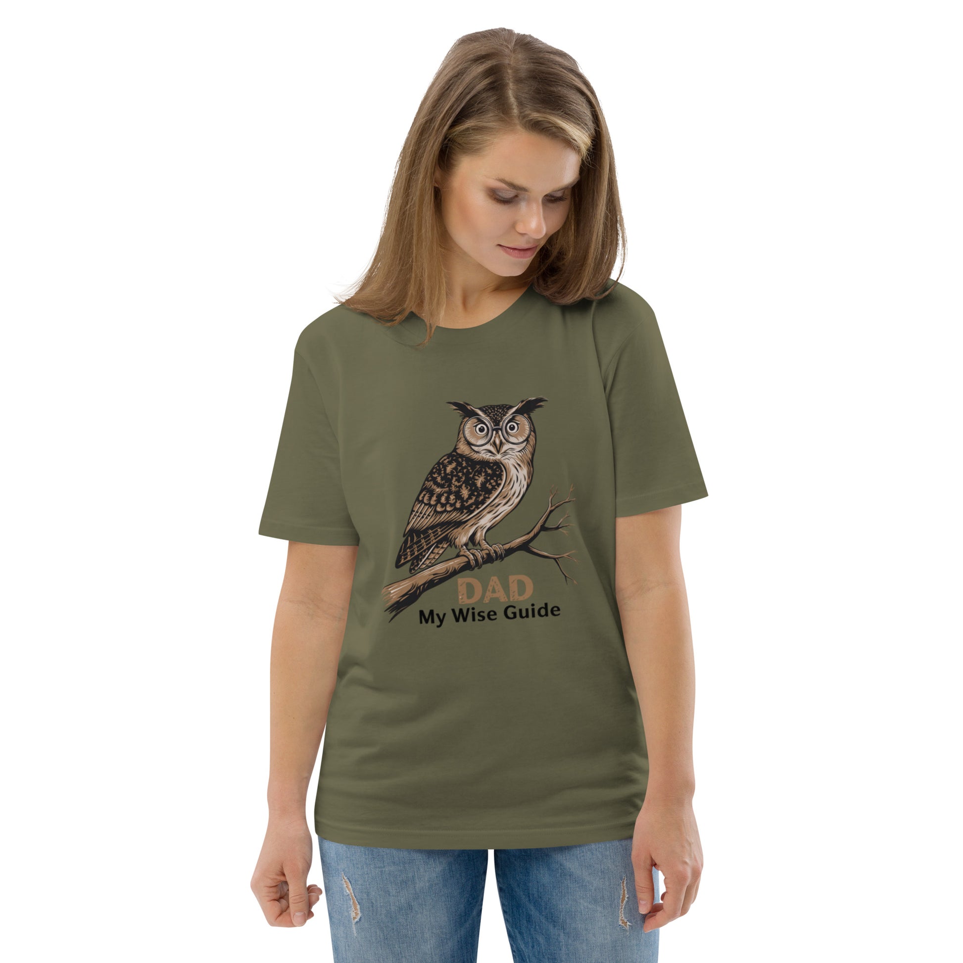 Unisex Organic Cotton T-Shirt – Owl Themed Sustainable Fashion for Father's Day by Dudeily Dudeily