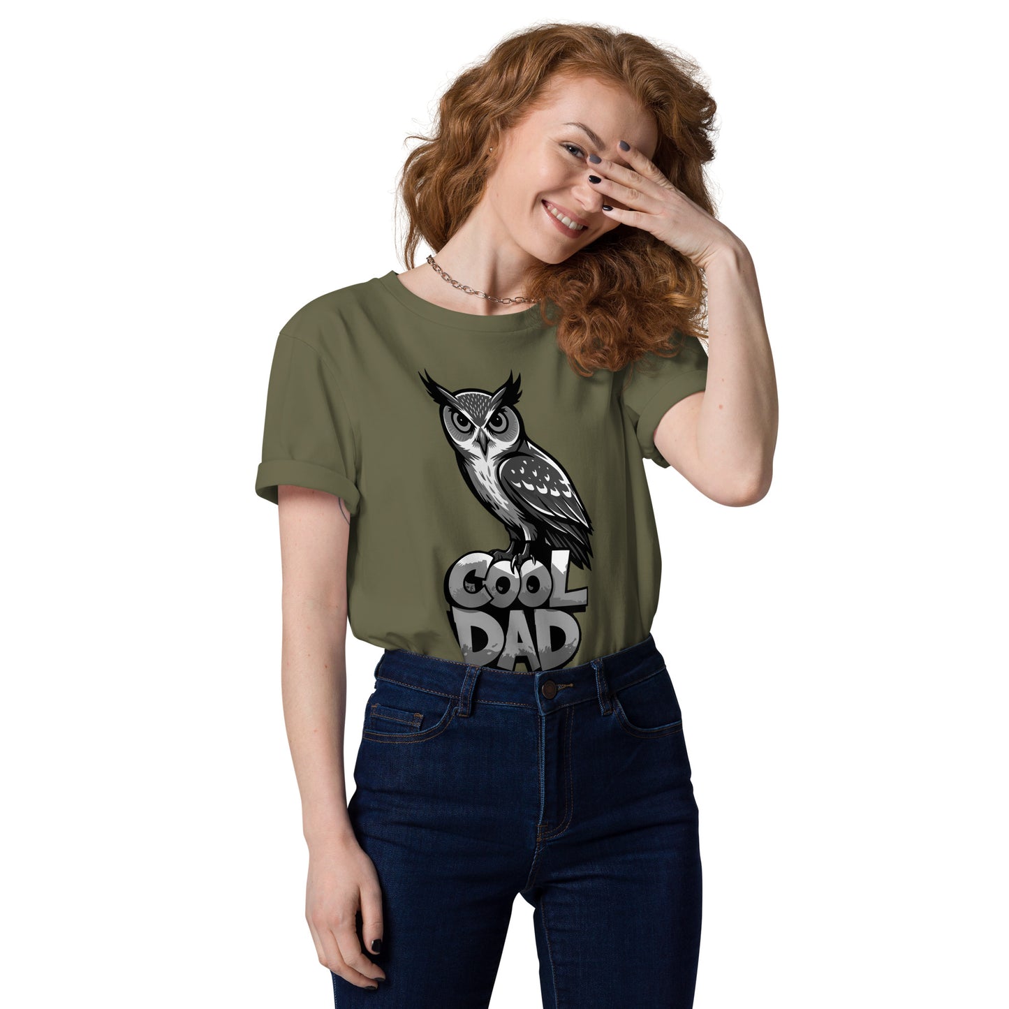 Unisex Organic Cotton T-Shirt – Sustainable Fashion for Nature & Owl Lovers | Dudeily Khaki Dudeily