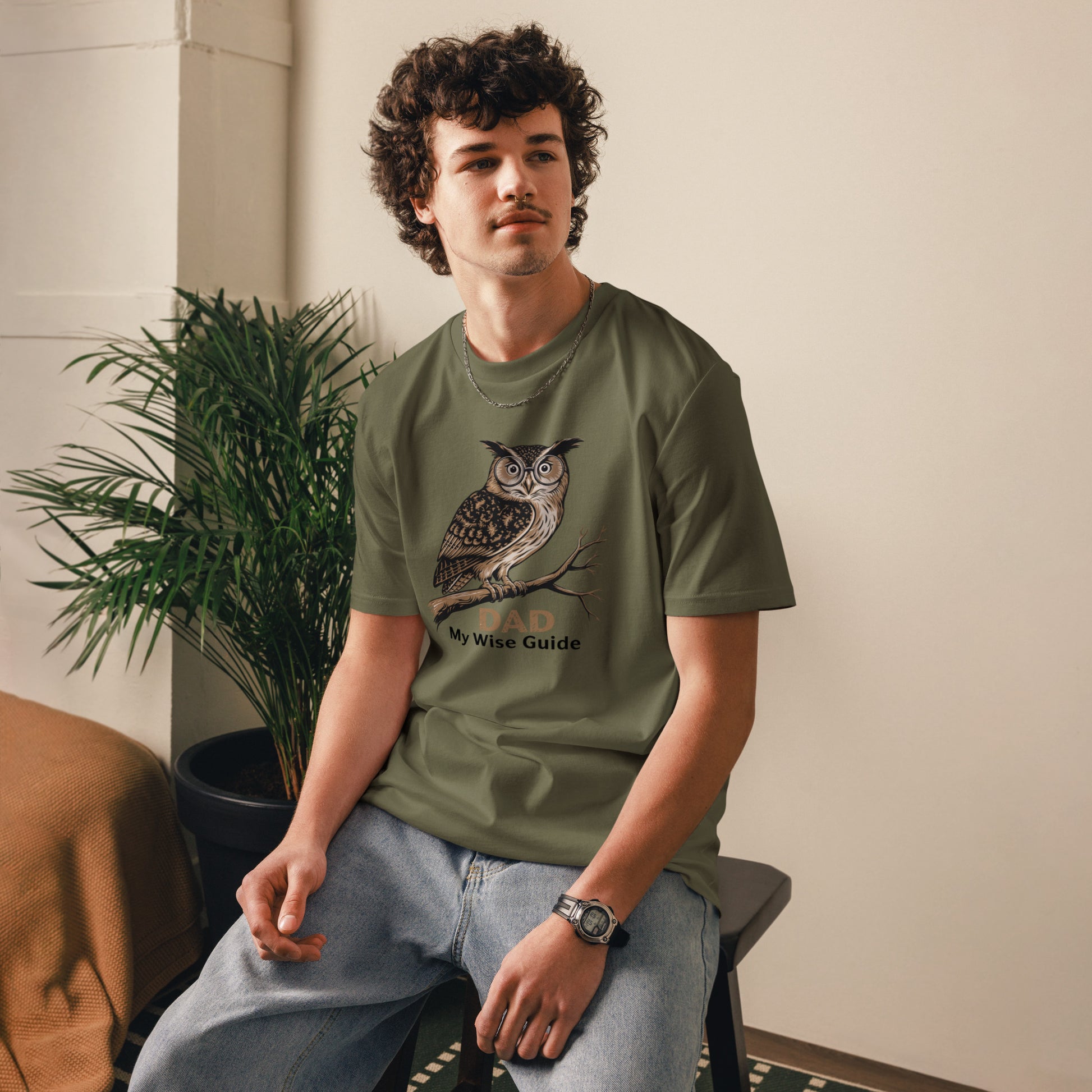 Unisex Organic Cotton T-Shirt – Owl Themed Sustainable Fashion for Father's Day by Dudeily Dudeily