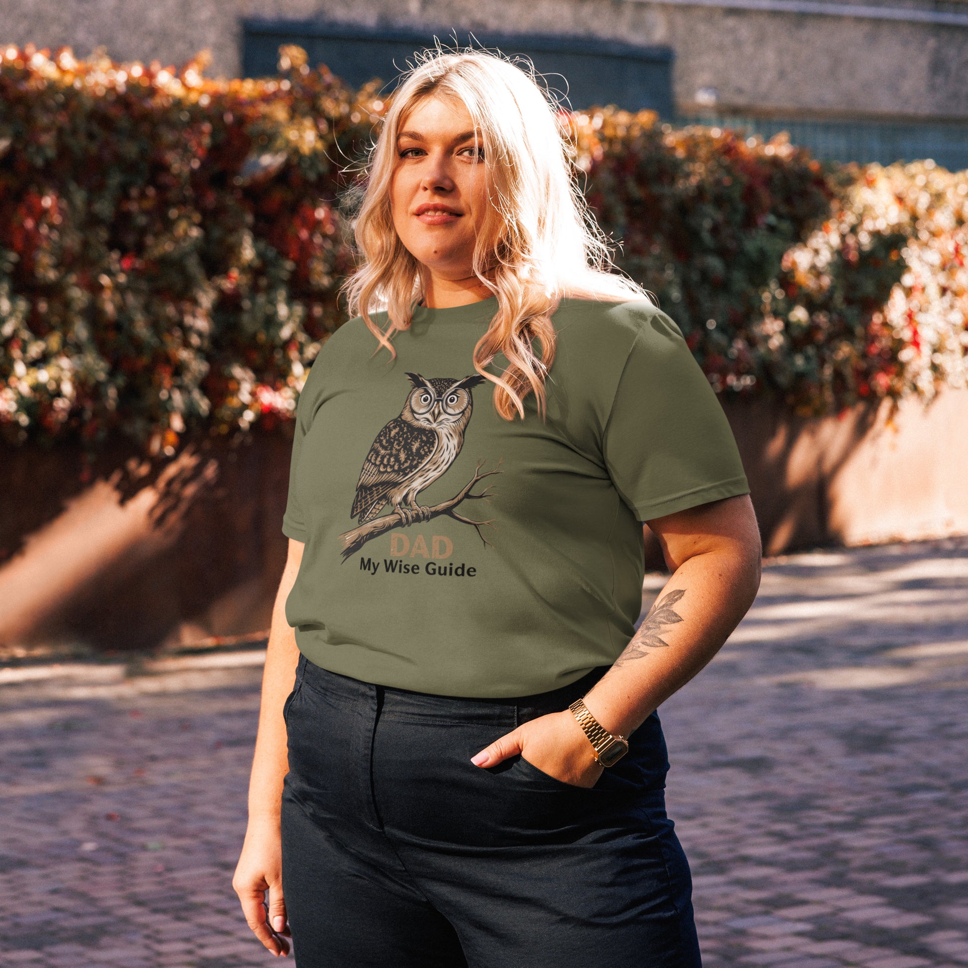 Unisex Organic Cotton T-Shirt – Owl Themed Sustainable Fashion for Father's Day by Dudeily Dudeily