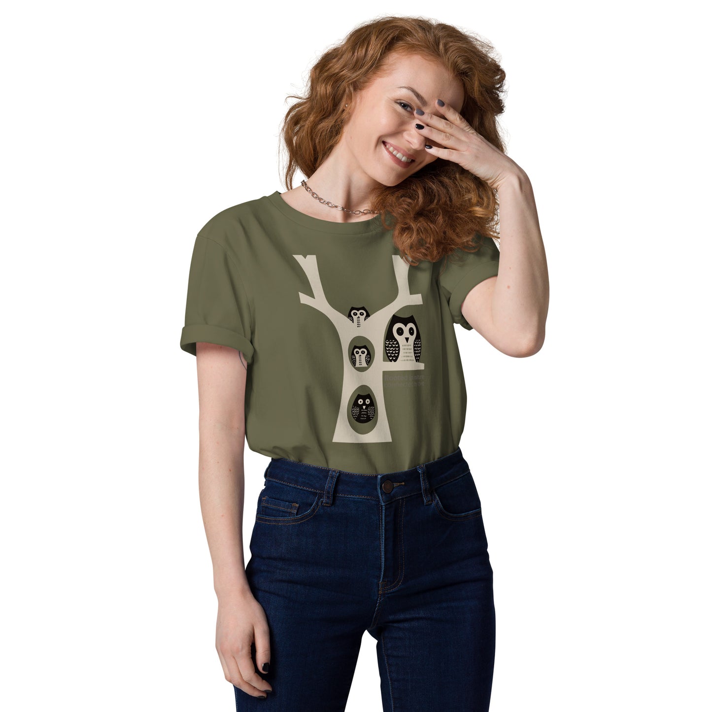 Unisex Organic Cotton T-Shirt – OwlNest Sustainable Fashion for Family Day Wear Khaki Dudeily